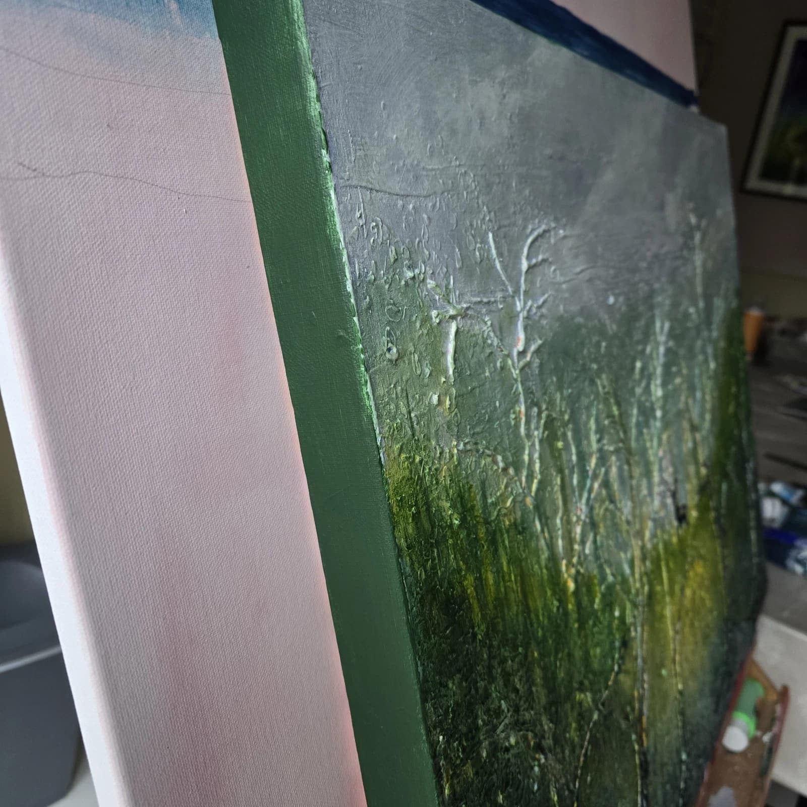 Large Woodland Deer Stag Canvas Painting Wildlife Textural thumbnail 3