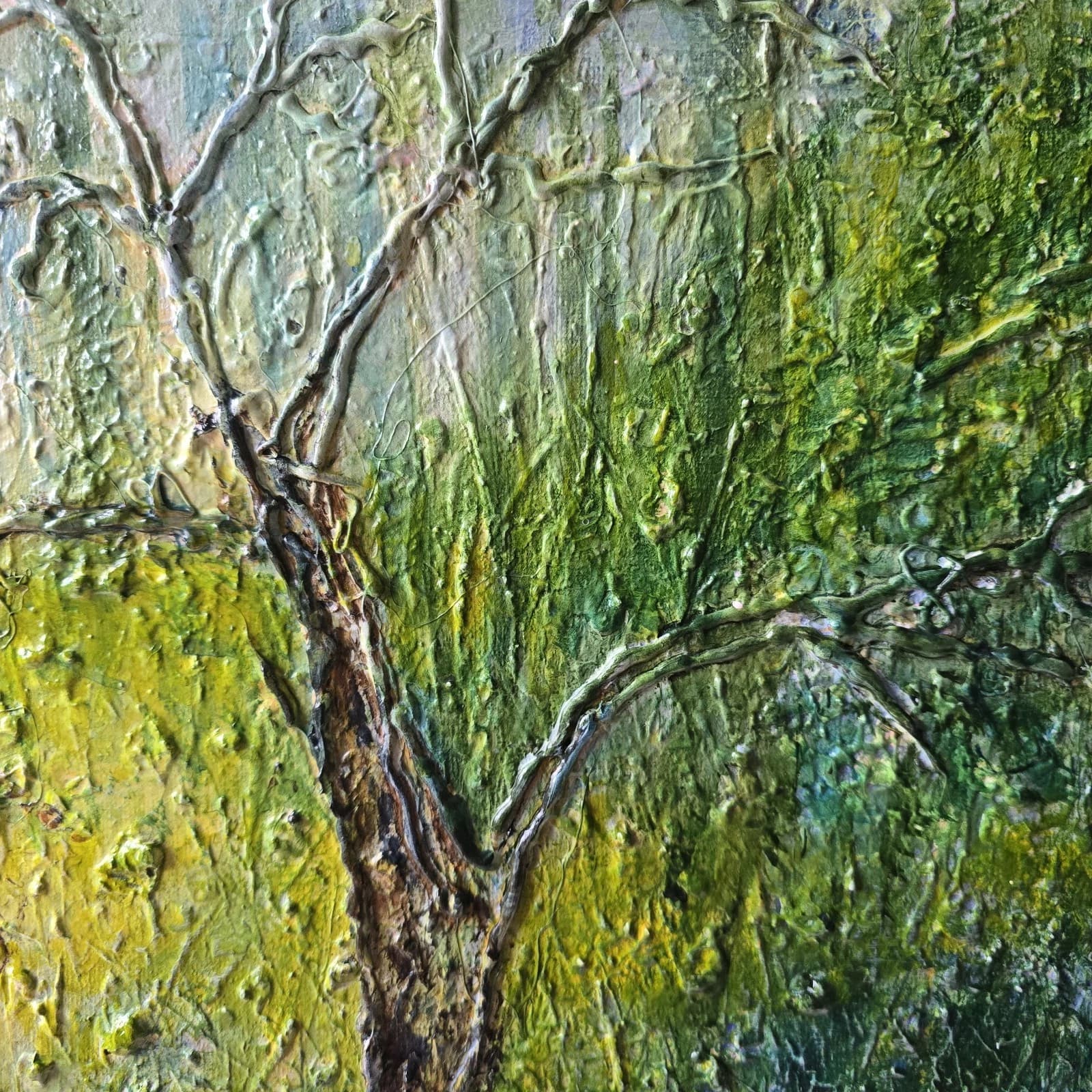 Large Woodland Deer Stag Canvas Painting Wildlife Textural thumbnail 6