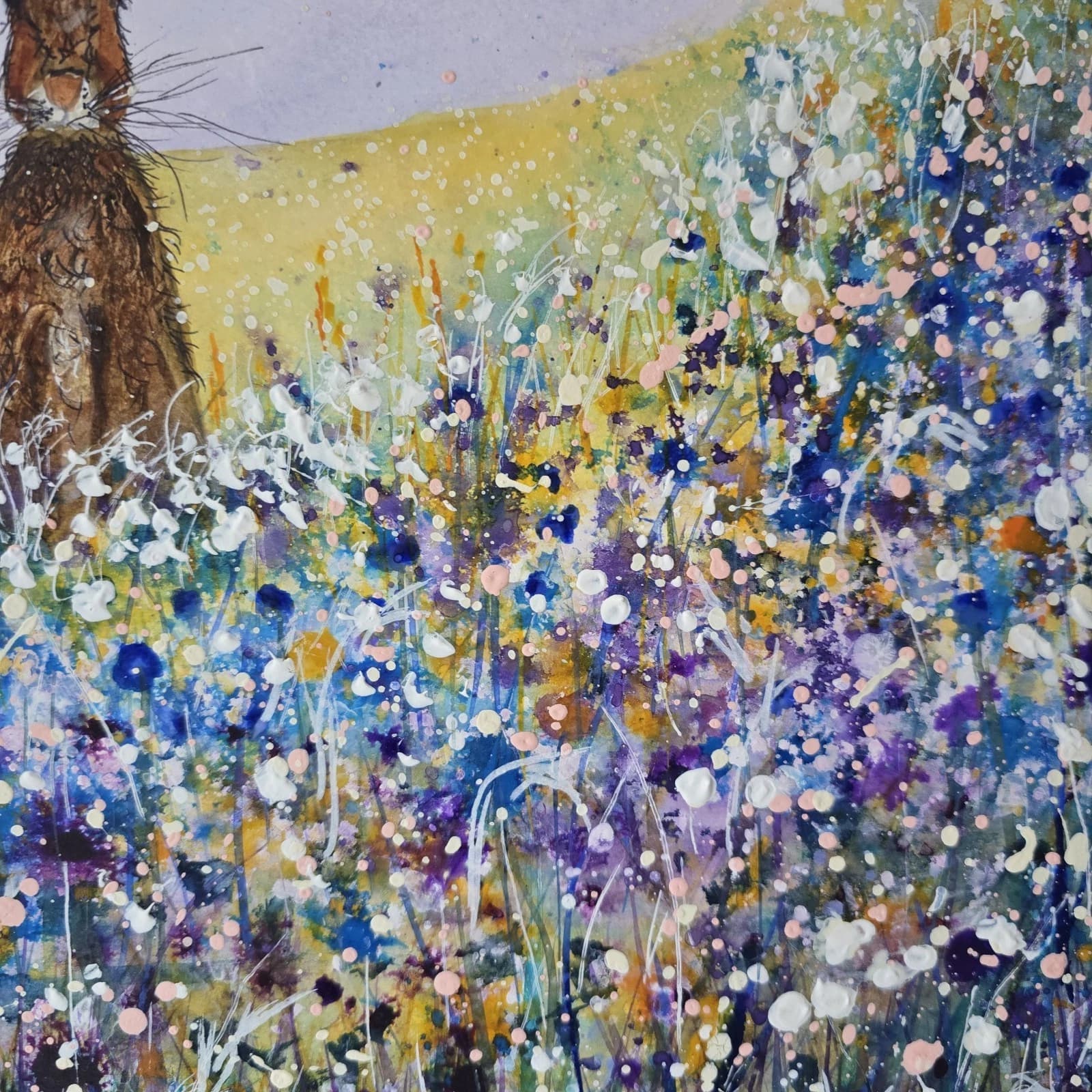 listingOriginal Painting Hares Floral Landscape Contemporary Framed thumbnail 12