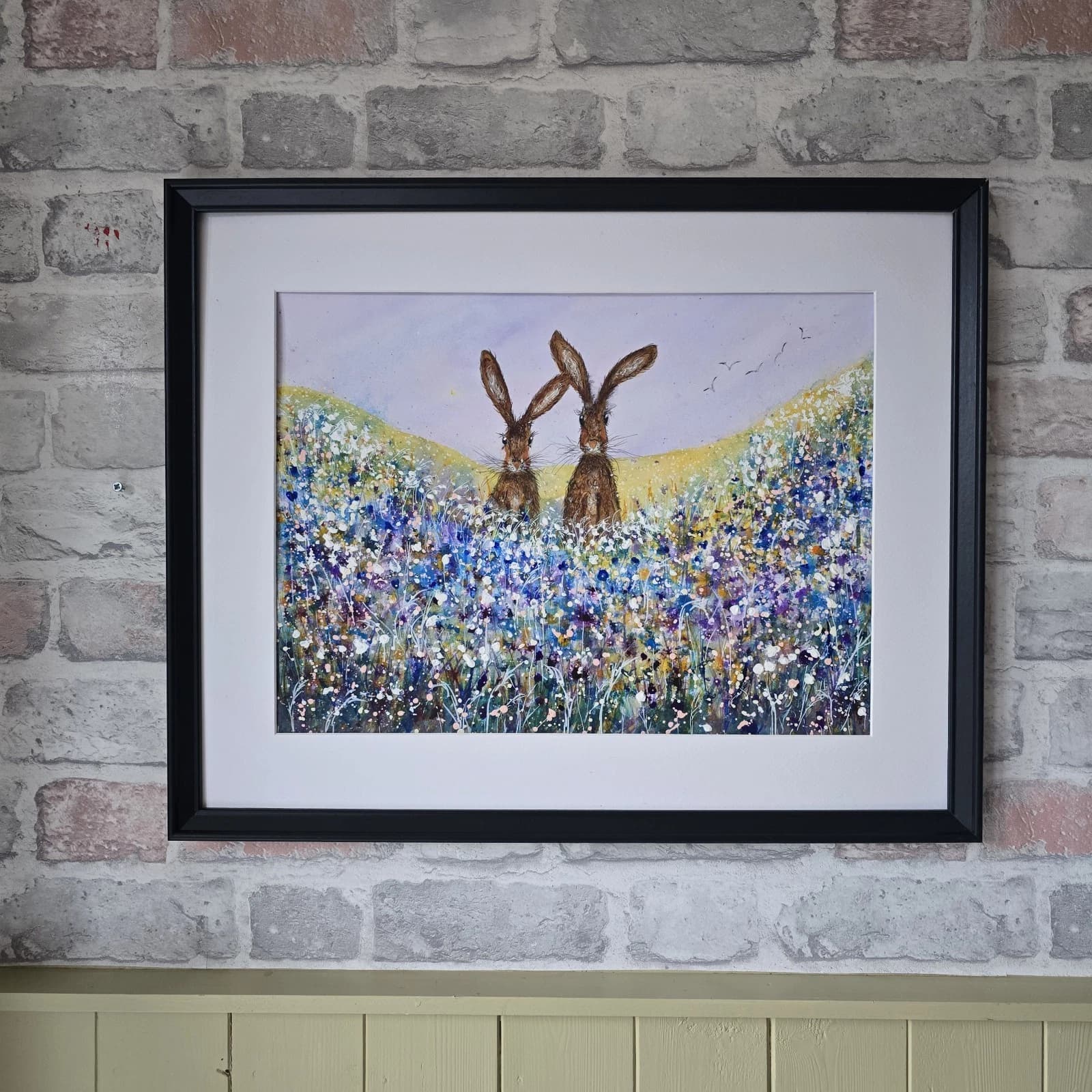 listingOriginal Painting Hares Floral Landscape Contemporary Framed thumbnail 4