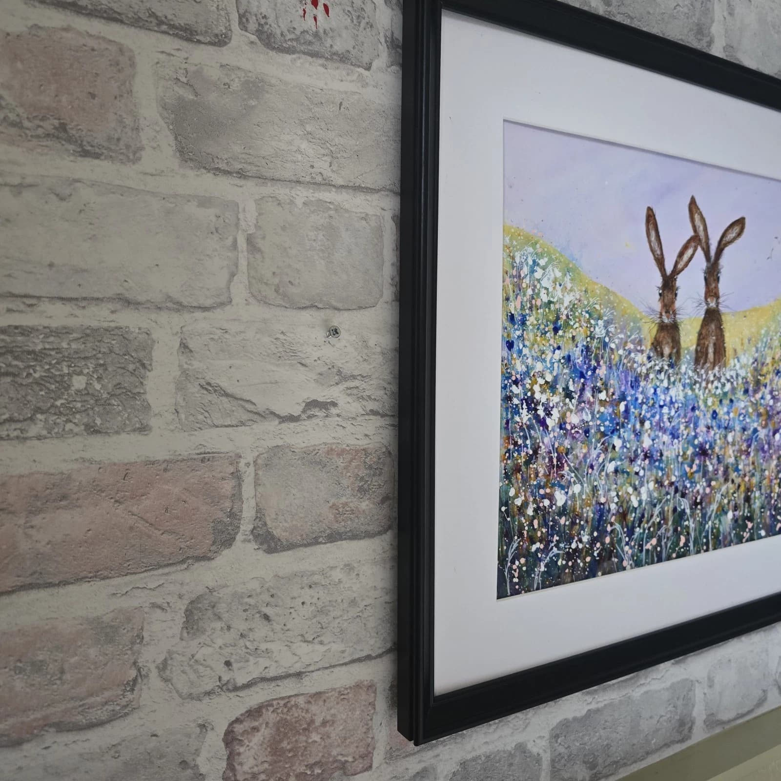 listingOriginal Painting Hares Floral Landscape Contemporary Framed thumbnail 5