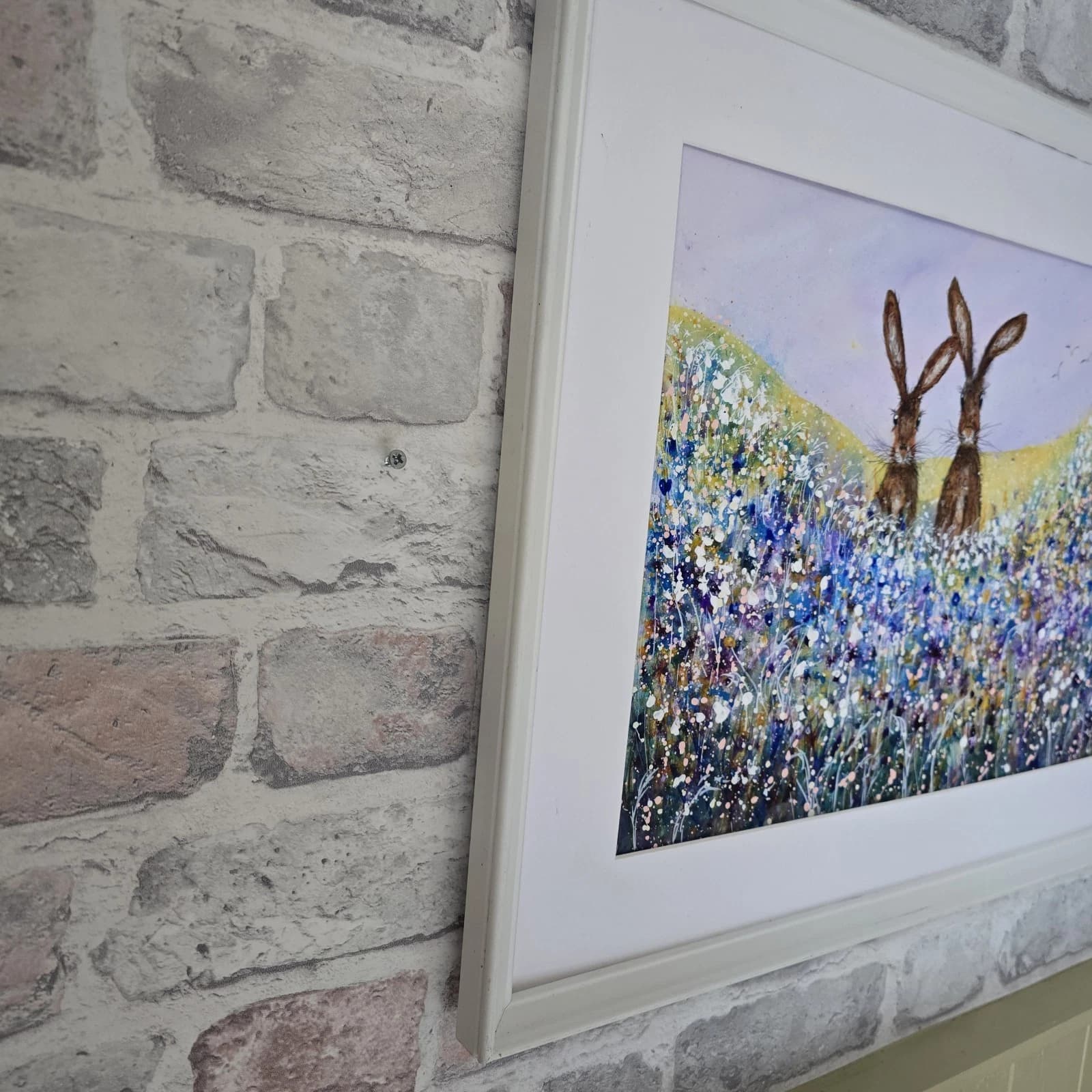 listingOriginal Painting Hares Floral Landscape Contemporary Framed thumbnail 7