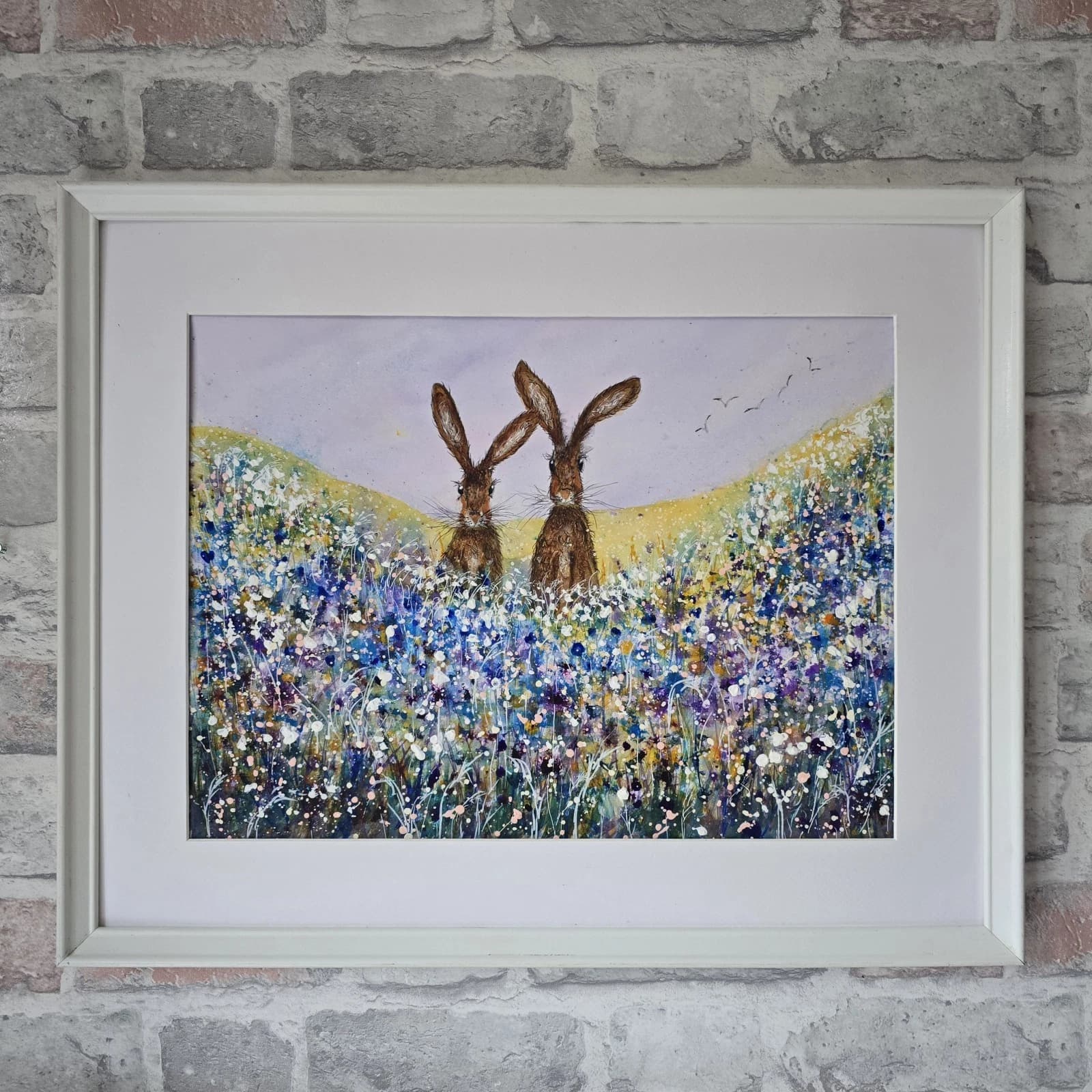 listingOriginal Painting Hares Floral Landscape Contemporary Framed thumbnail 8