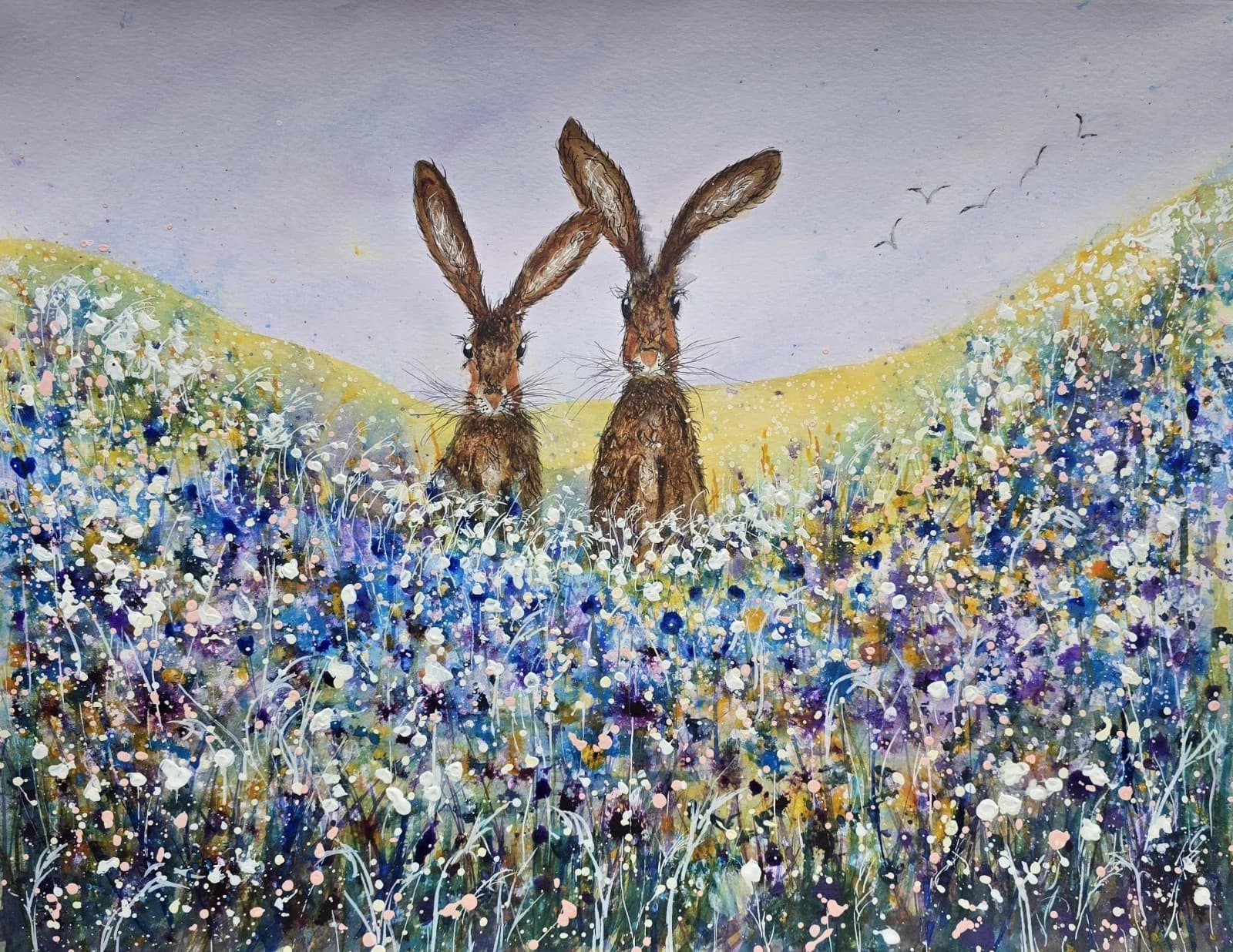 listingOriginal Painting Hares Floral Landscape Contemporary Framed thumbnail 10