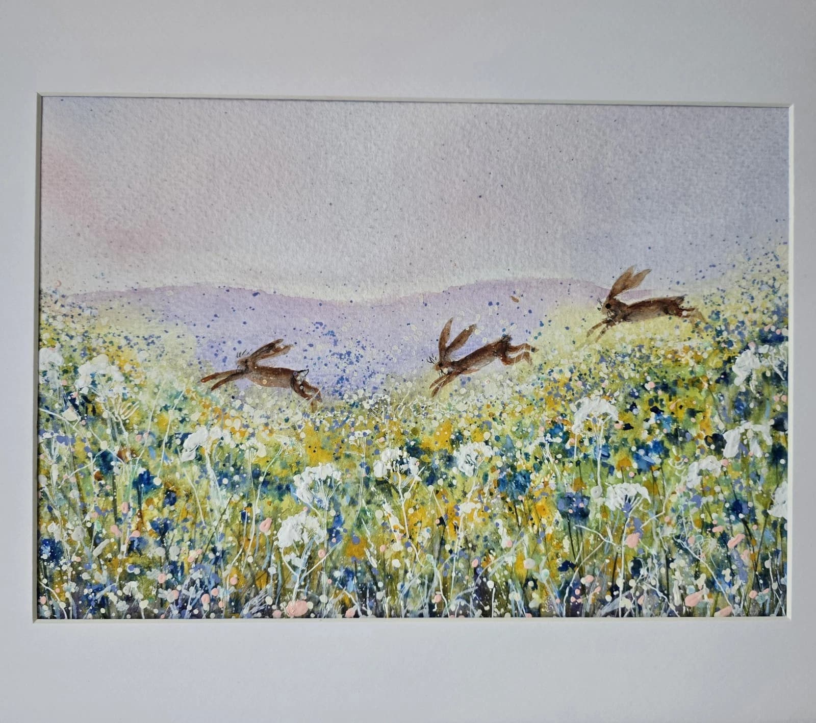 listingOriginal Painting Hares Landscape Framed thumbnail 2