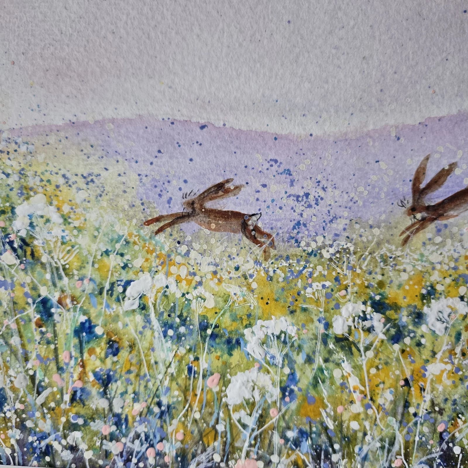 listingOriginal Painting Hares Landscape Framed thumbnail 12