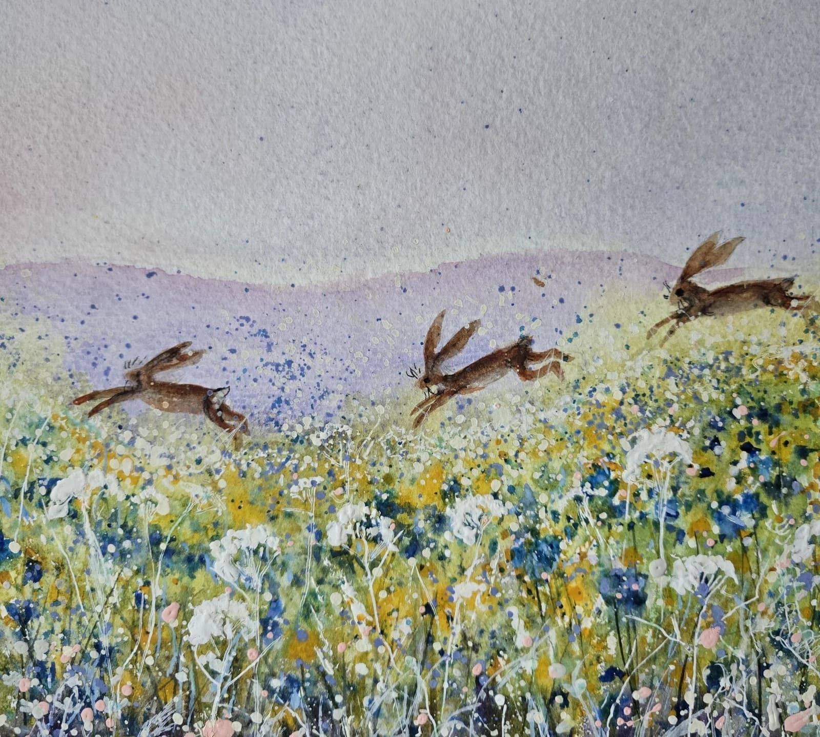 listingOriginal Painting Hares Landscape Framed thumbnail 13