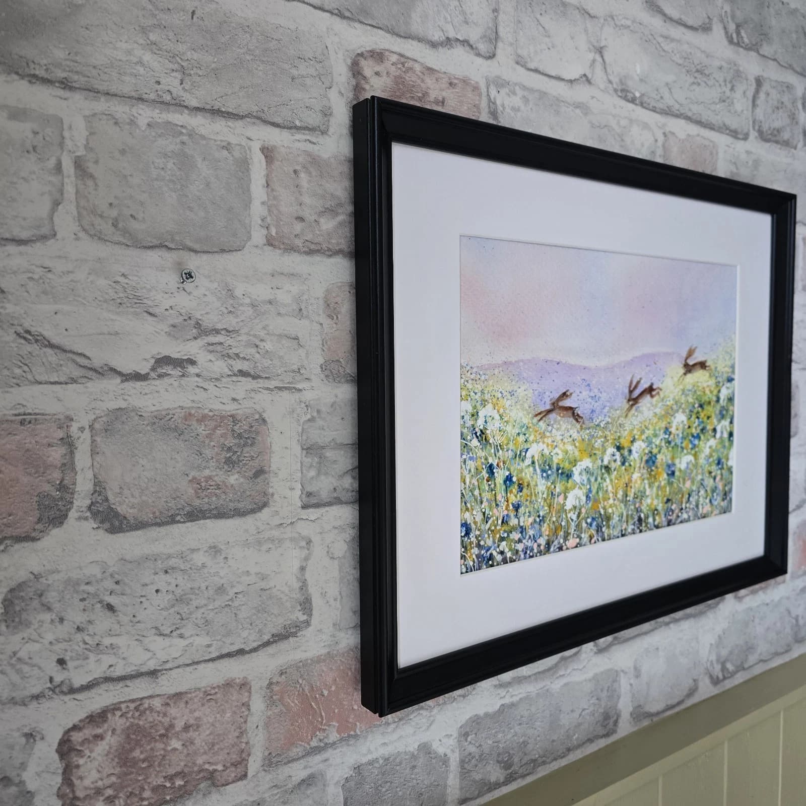 listingOriginal Painting Hares Landscape Framed thumbnail 5