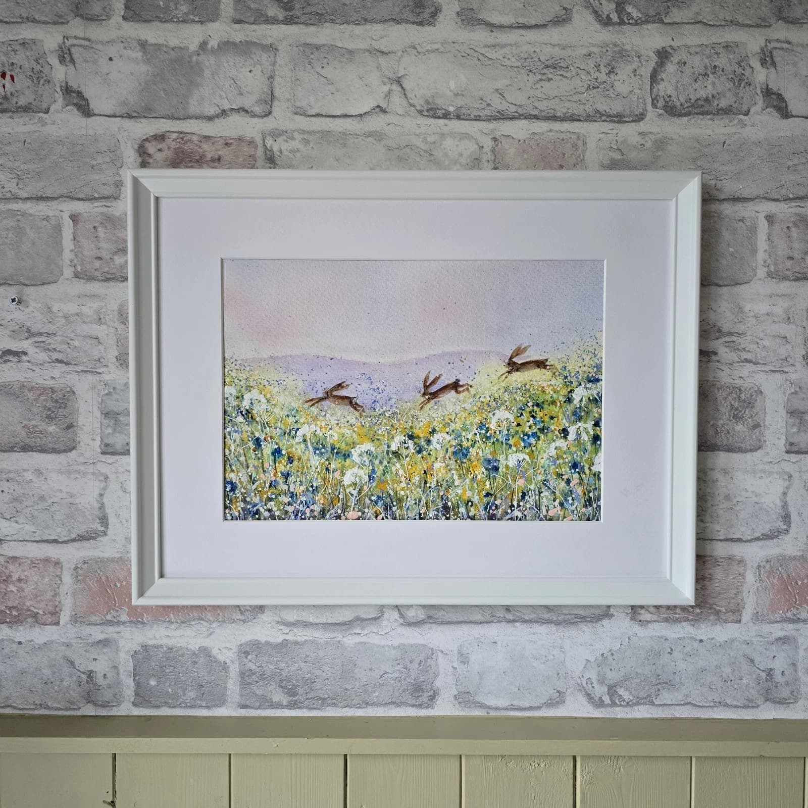 listingOriginal Painting Hares Landscape Framed thumbnail 6