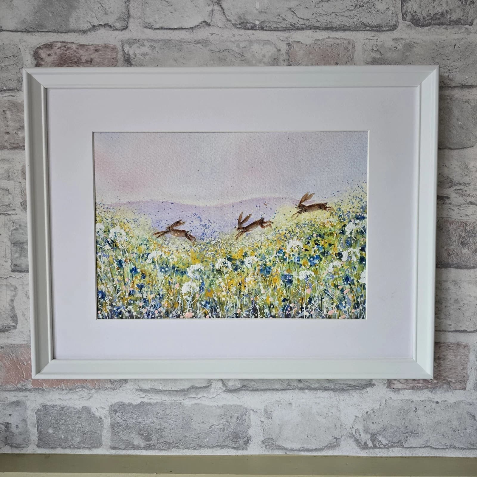 listingOriginal Painting Hares Landscape Framed thumbnail 8