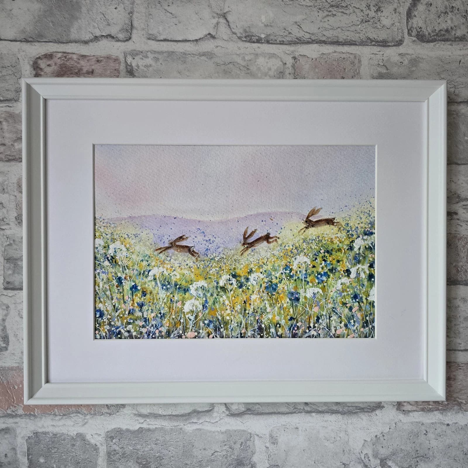 listingOriginal Painting Hares Landscape Framed thumbnail 9