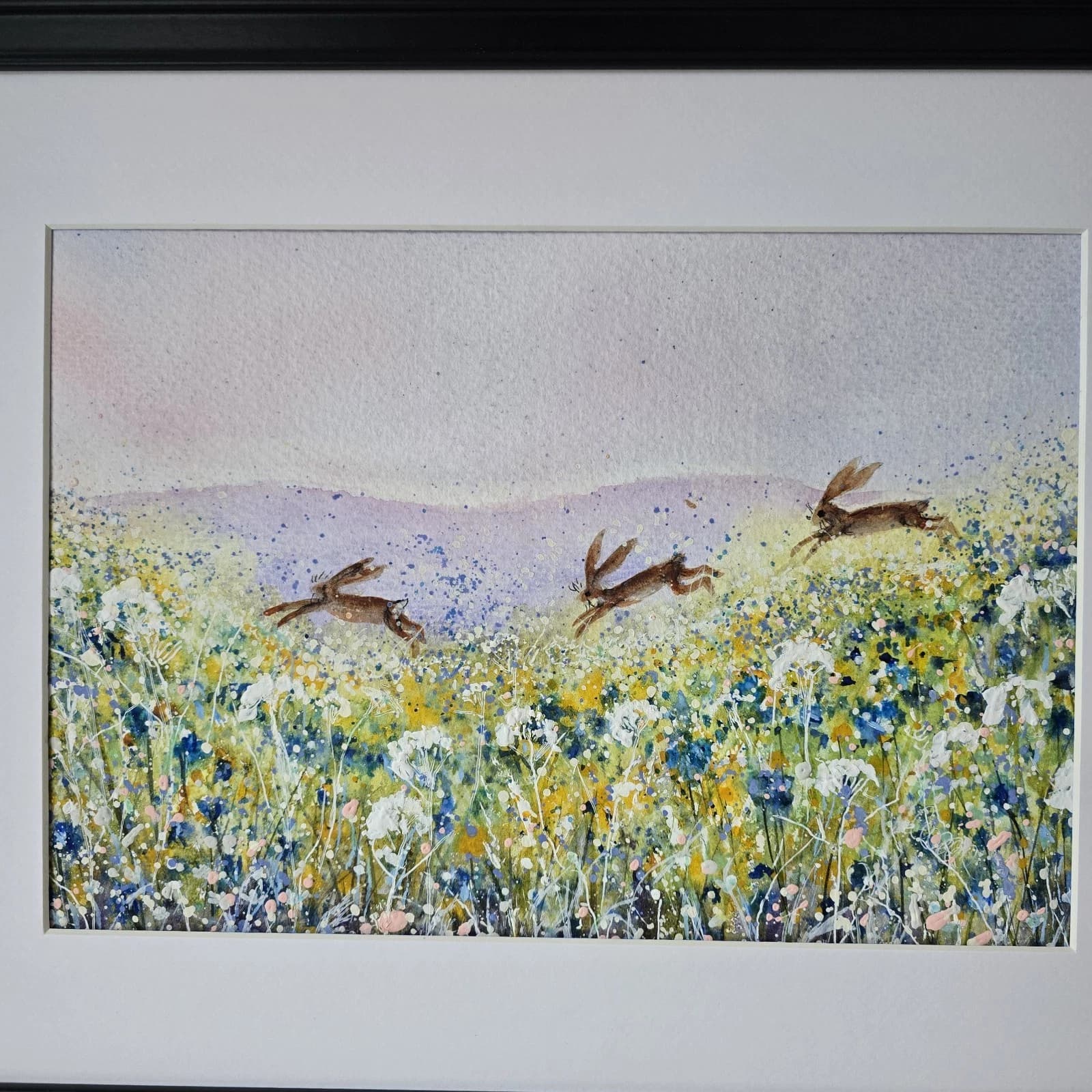 listingOriginal Painting Hares Landscape Framed thumbnail 10