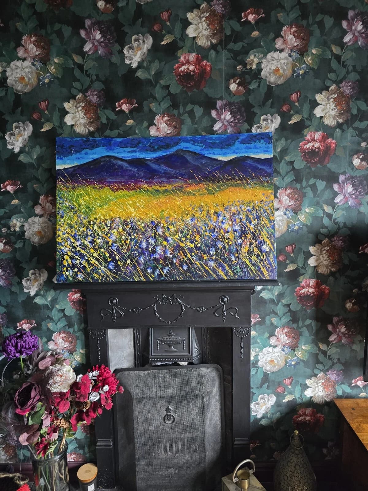 Mountains Landscape Floral Large Acrylic Contemporary Painting Gift thumbnail 11