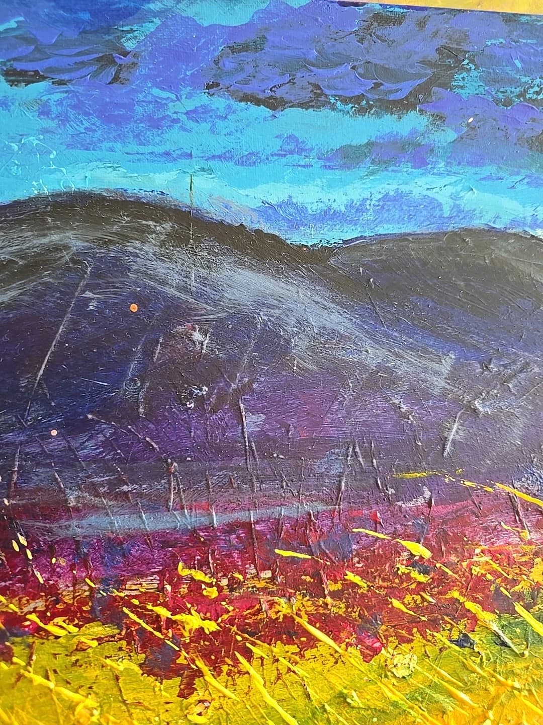 Mountains Landscape Floral Large Acrylic Contemporary Painting Gift thumbnail 9
