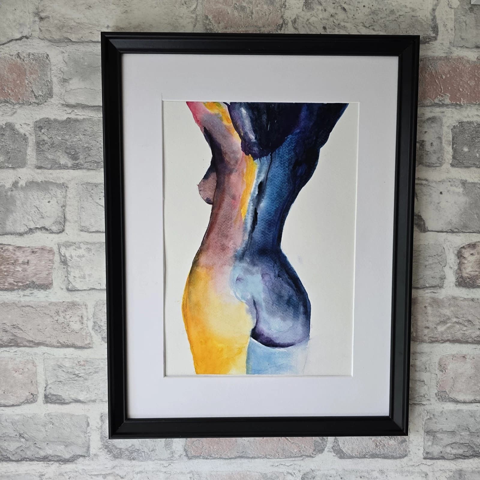 Nude Figure Woman Contemporary Watercolour Painting Bathing Stretching
