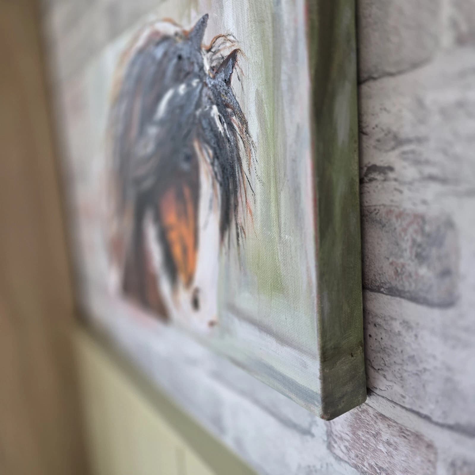 Oil Painting Clydesdale Horse Portrait Snow thumbnail 9