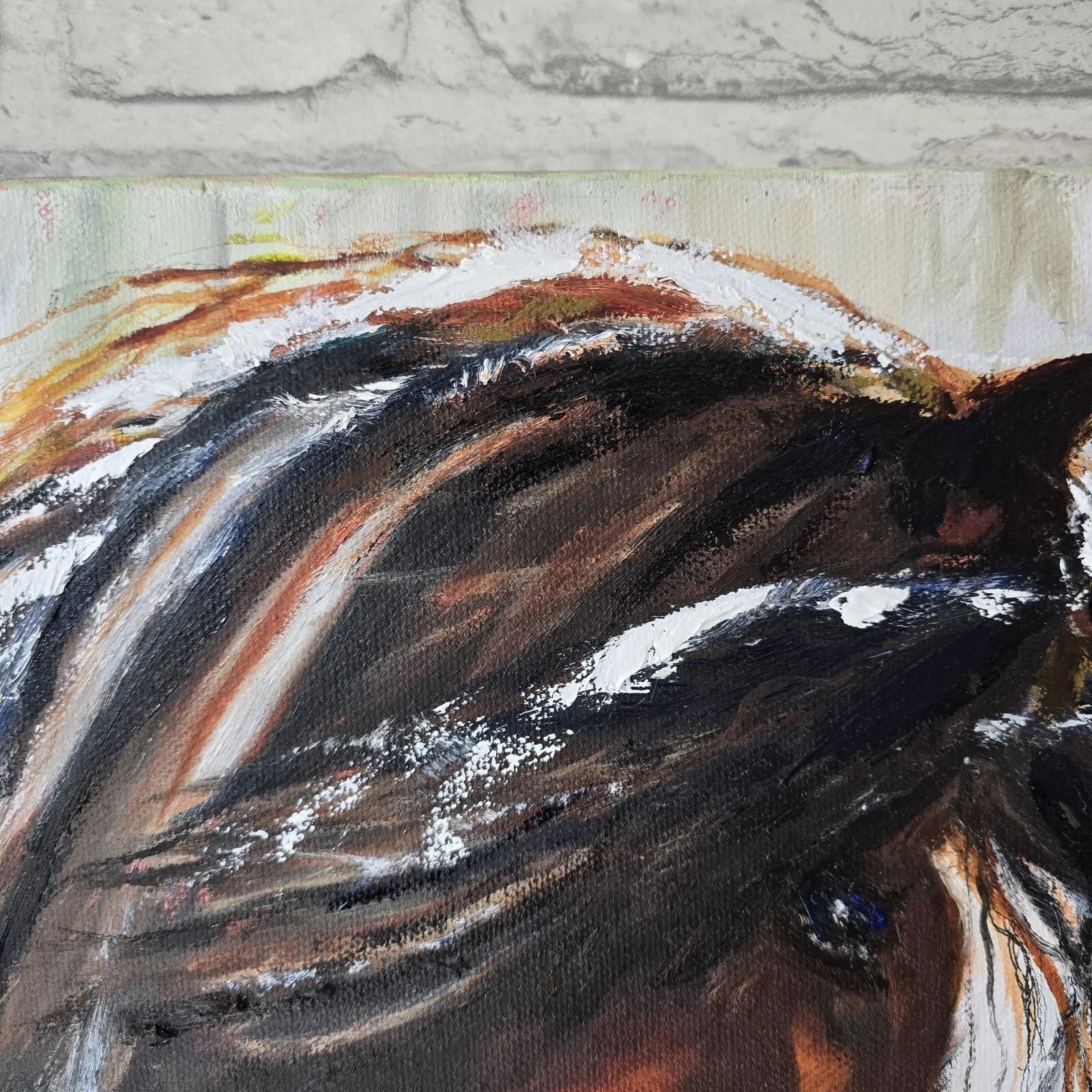 Oil Painting Clydesdale Horse Portrait Snow thumbnail 10