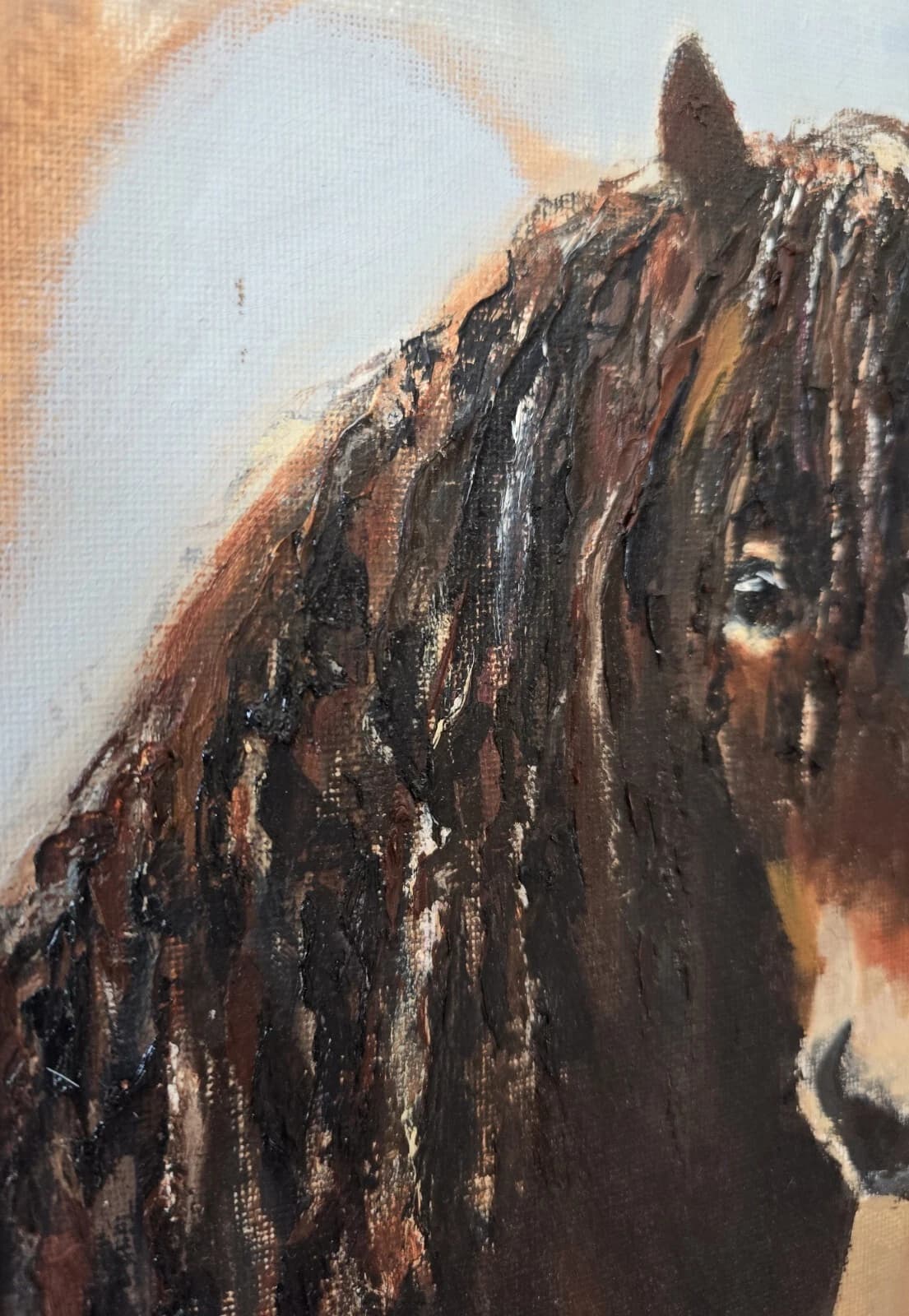 Oil Painting Exmoor Pony Portrait Head Native thumbnail 2