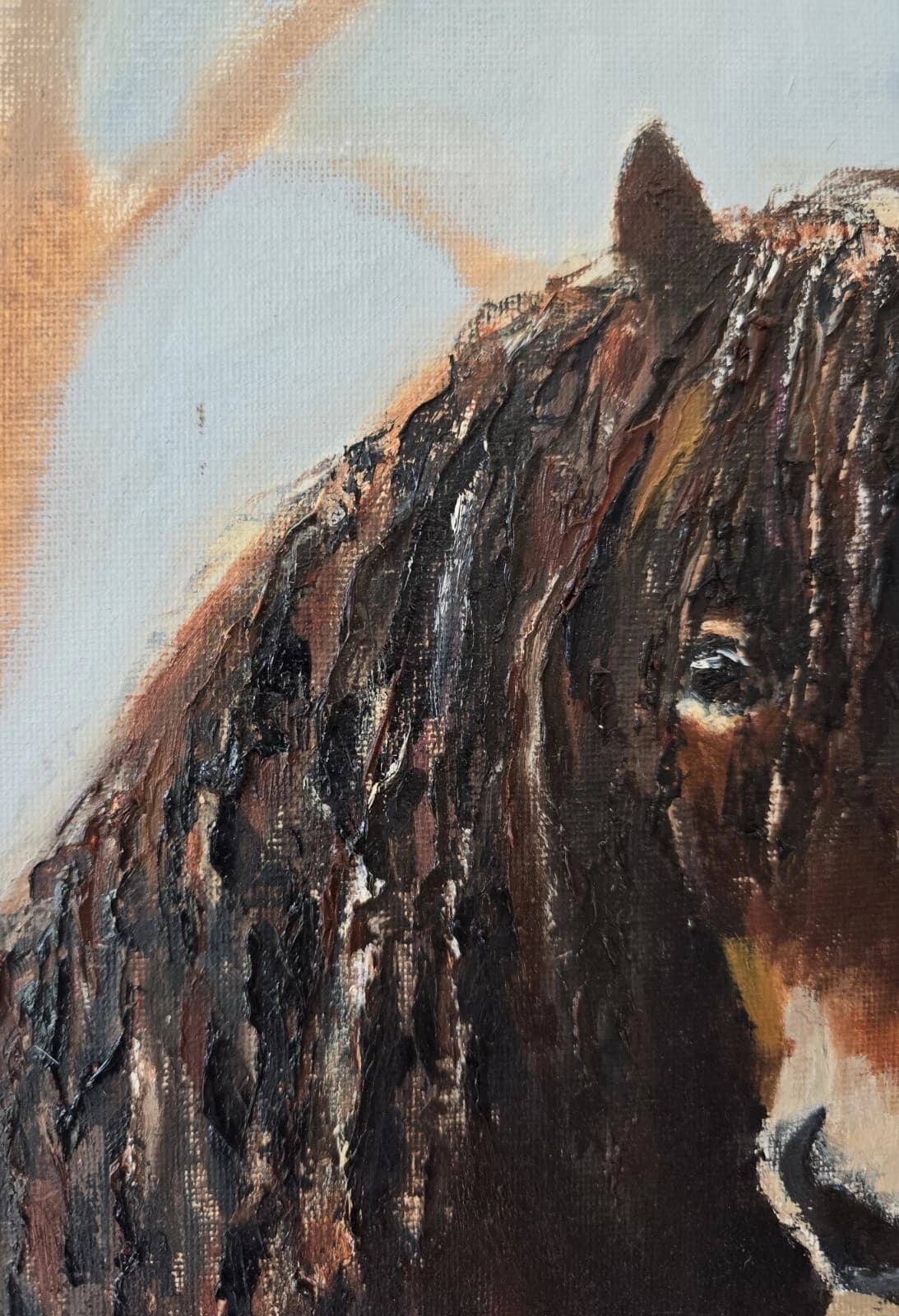 Oil Painting Exmoor Pony Portrait Head Native thumbnail 3