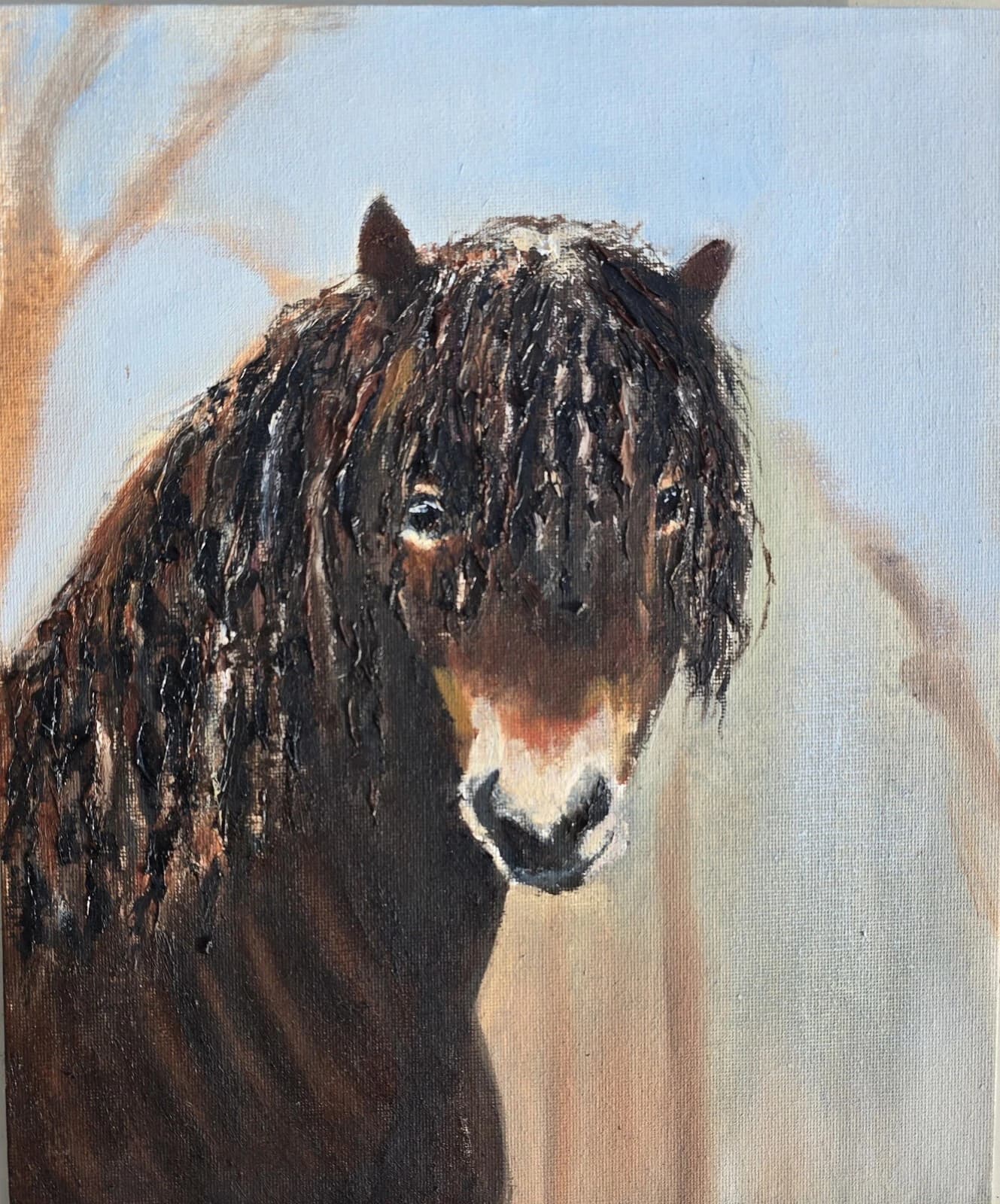 Oil Painting Exmoor Pony Portrait Head Native thumbnail 4