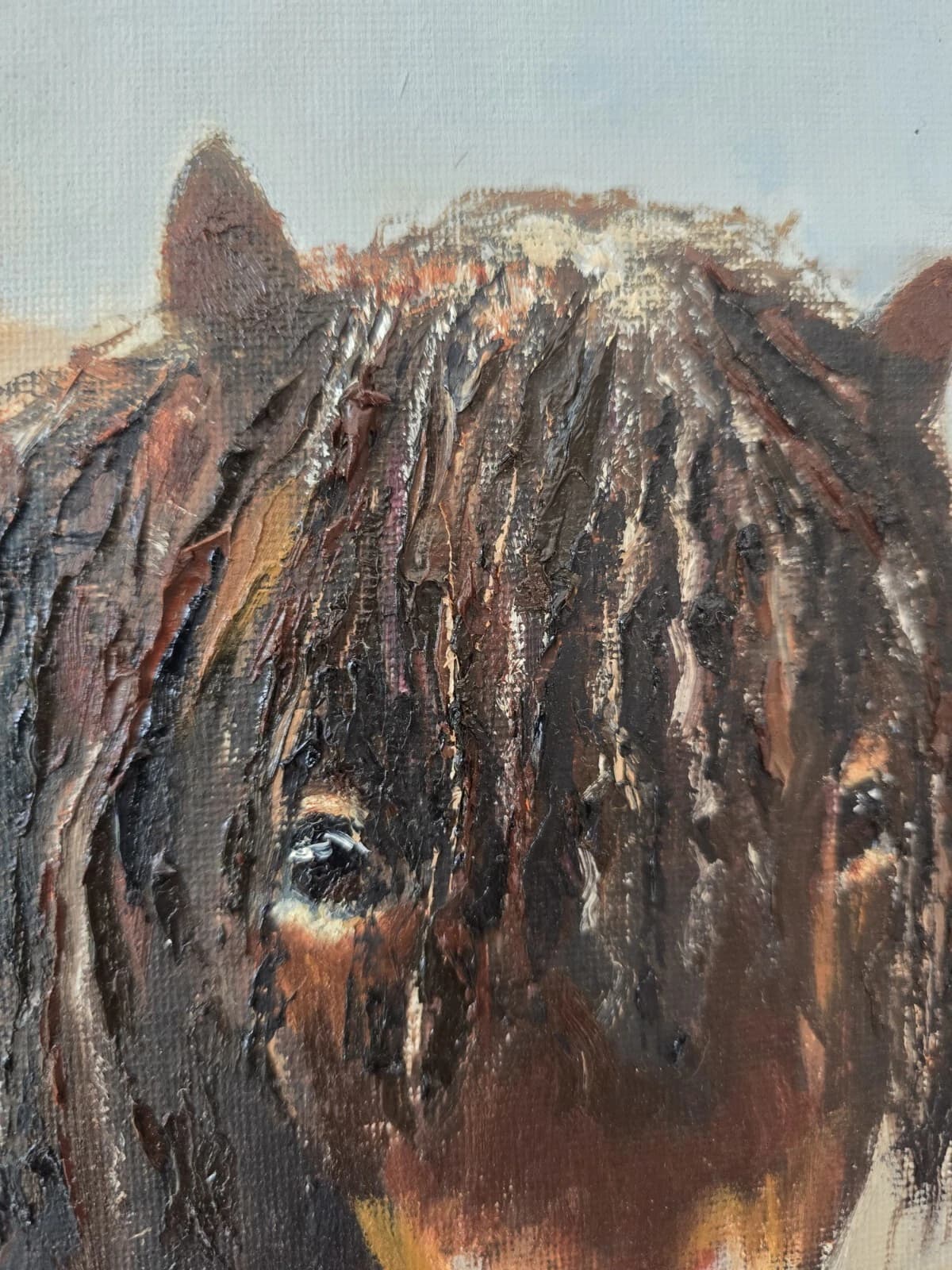 Oil Painting Exmoor Pony Portrait Head Native thumbnail 6