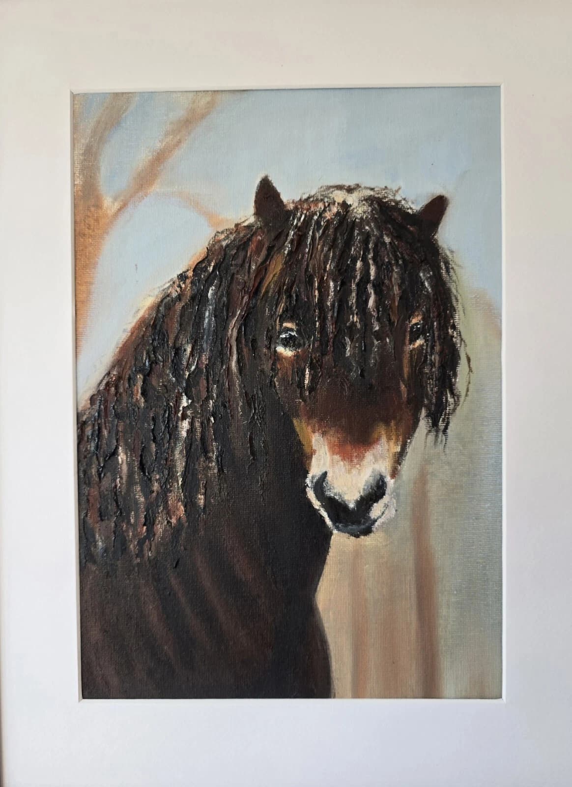 Oil Painting Exmoor Pony Portrait Head Native