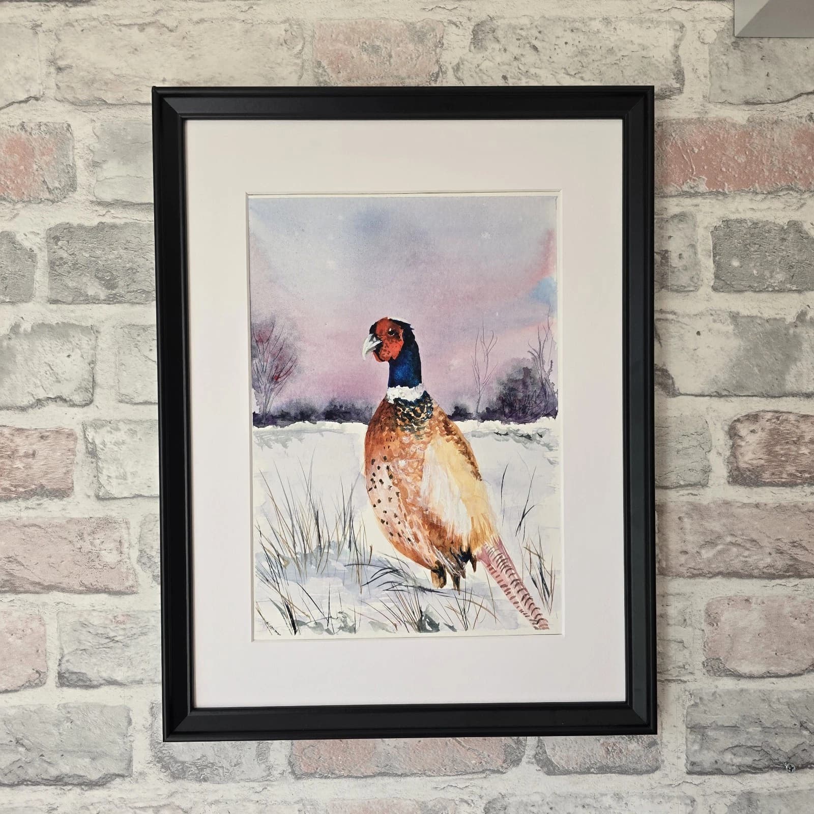 Pheasant Game Bird Watercolour Painting Gift Framed thumbnail 2
