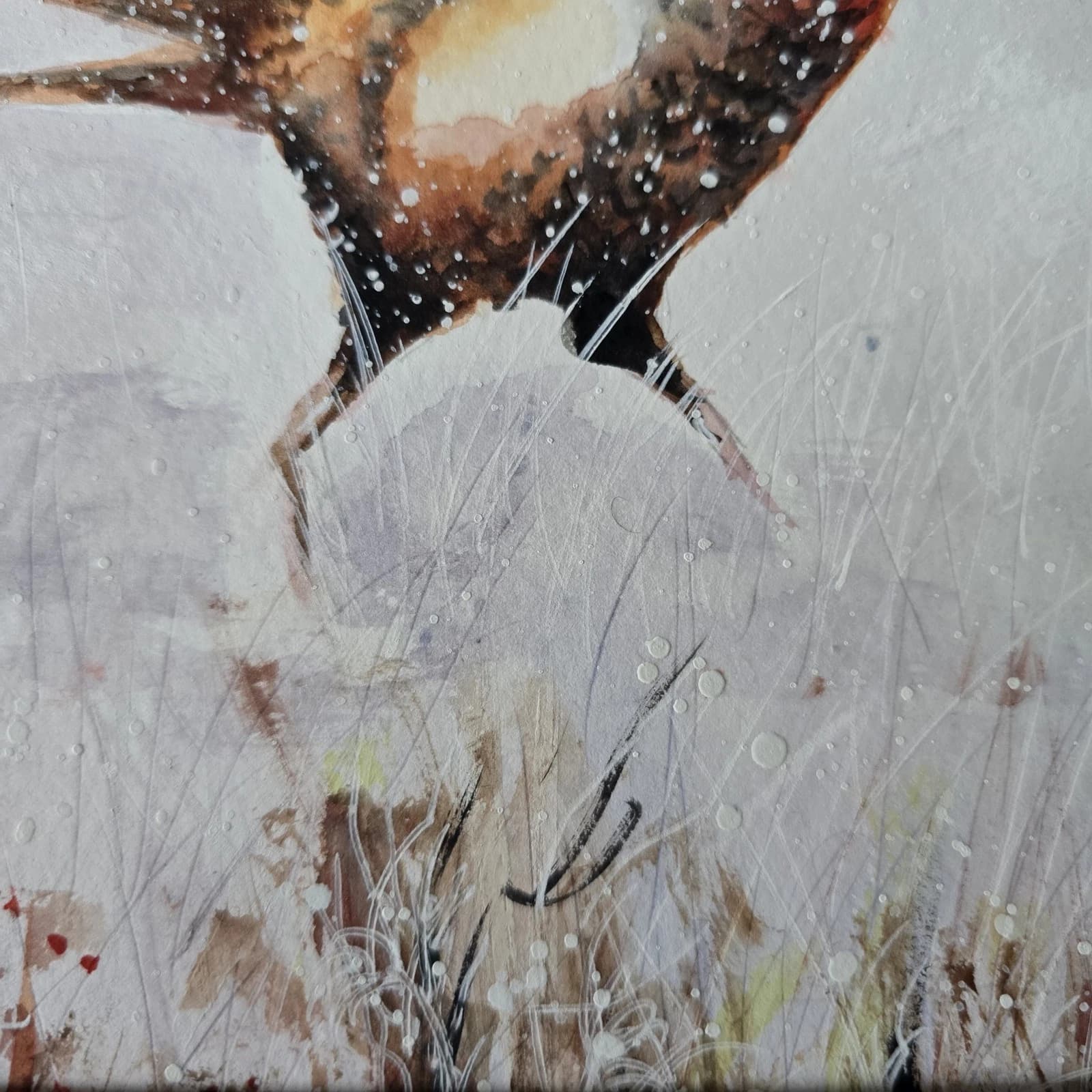 Pheasant Game Bird Watercolour Snow Winter Painting Gift Framed thumbnail 14