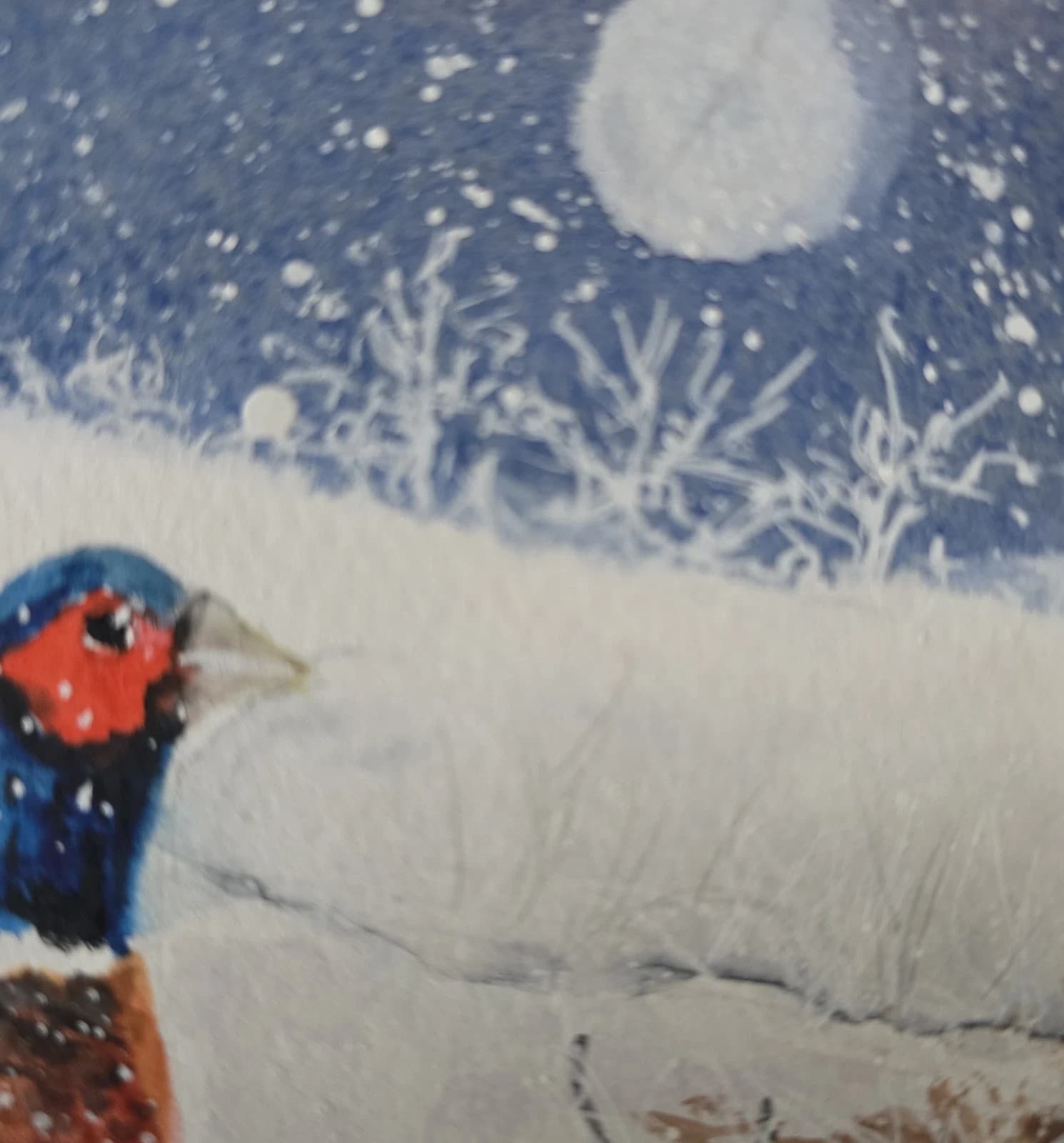 Pheasant Game Bird Watercolour Snow Winter Painting Gift Framed thumbnail 16