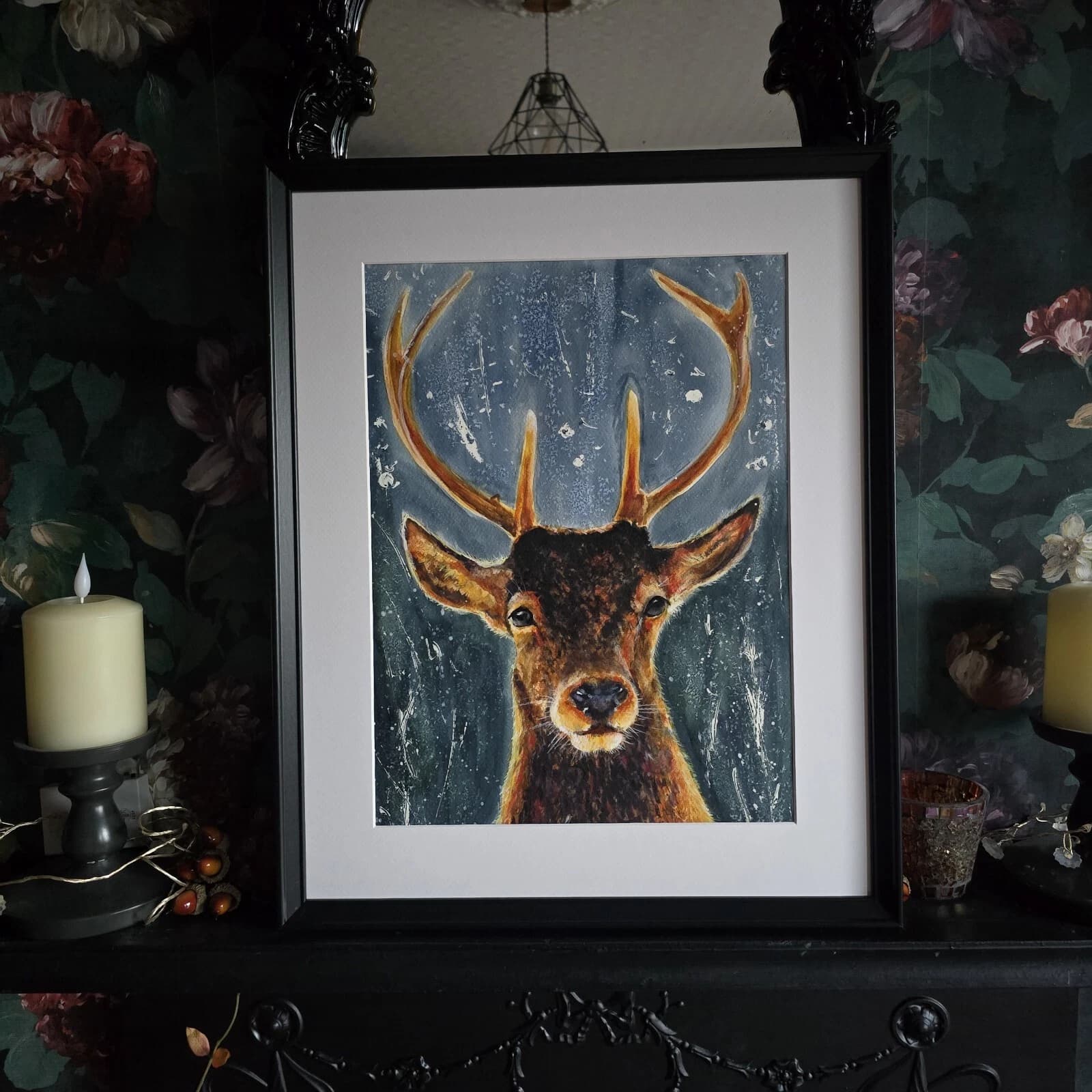 Red Deer Stag Portrait Head Watercolour Painting Wildlife thumbnail 11