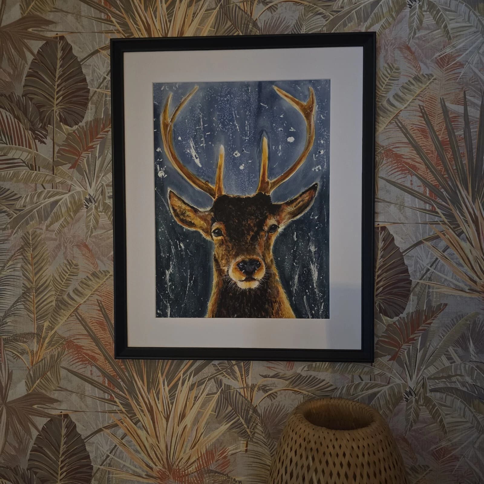 Red Deer Stag Portrait Head Watercolour Painting Wildlife thumbnail 12