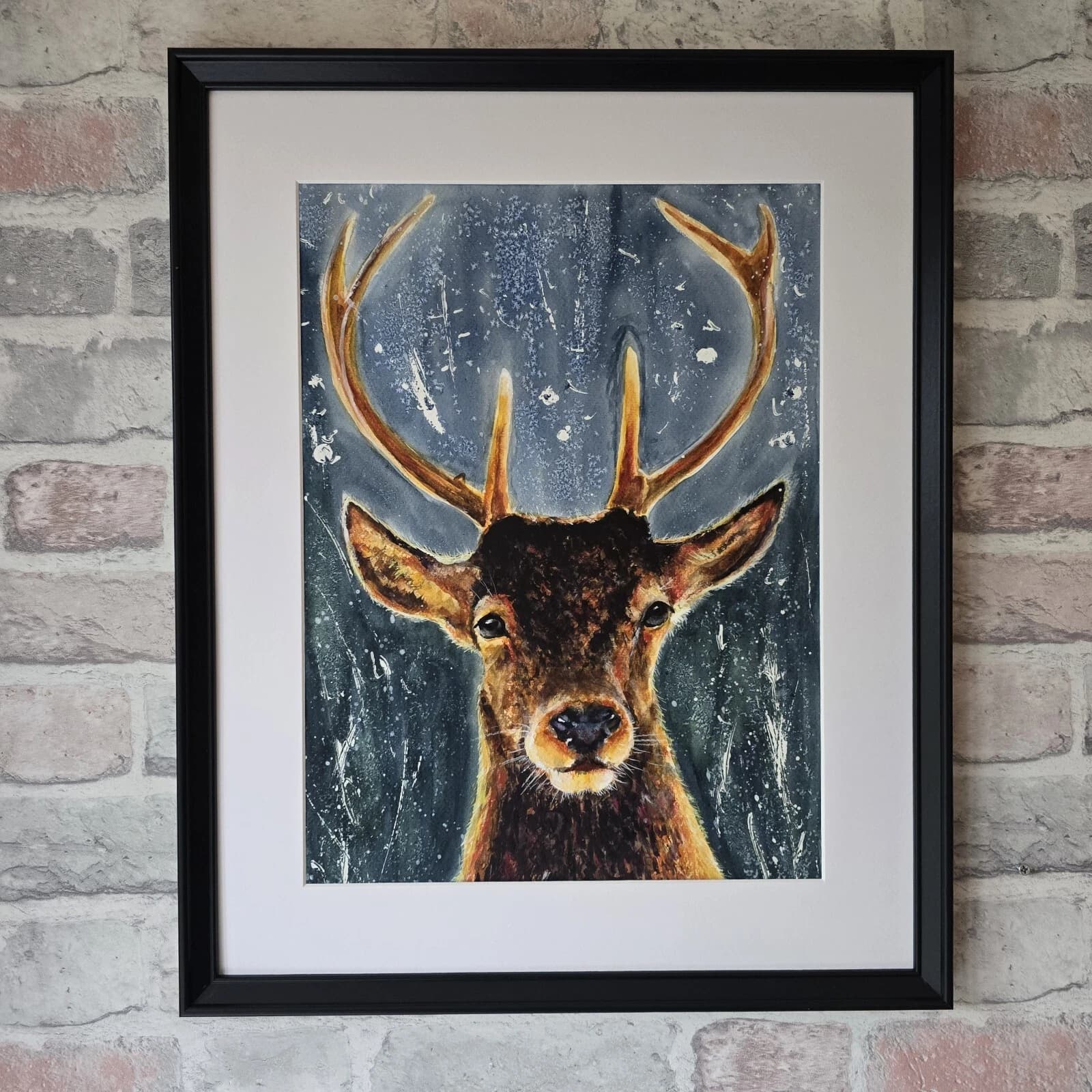 Red Deer Stag Portrait Head Watercolour Painting Wildlife thumbnail 4