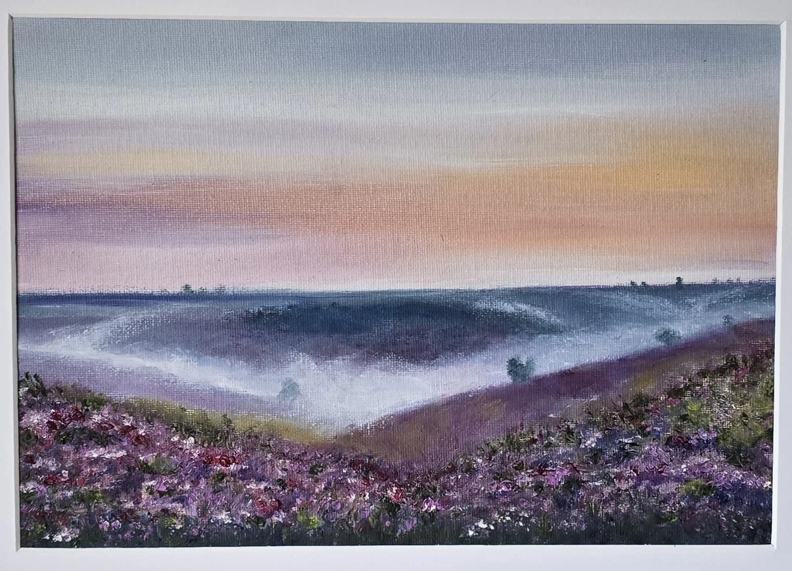 Scottish Highlands Moors Heather Landscape Oil Painting Framed thumbnail 2