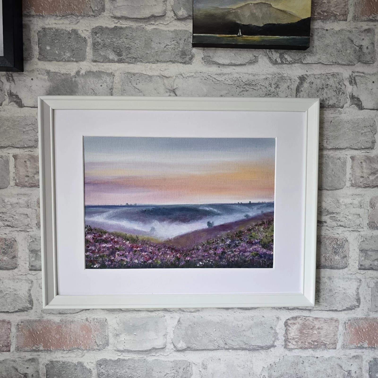 Scottish Highlands Moors Heather Landscape Oil Painting Framed thumbnail 3