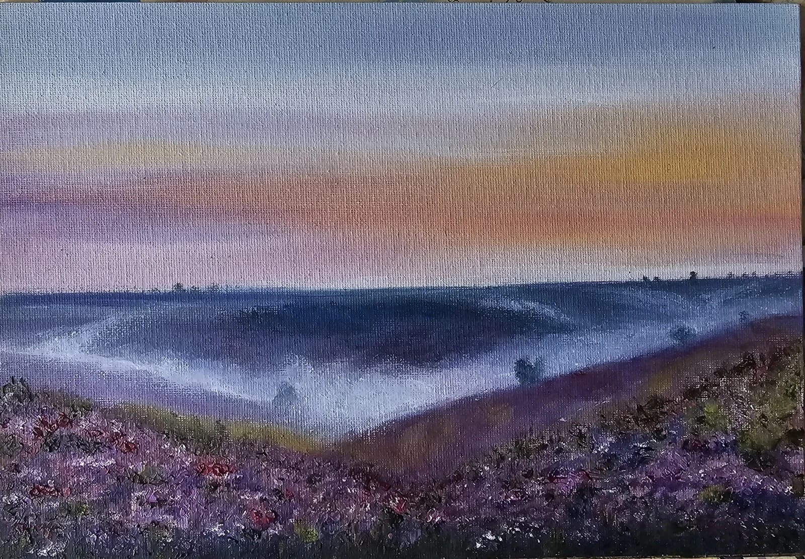 Scottish Highlands Moors Heather Landscape Oil Painting Framed thumbnail 6