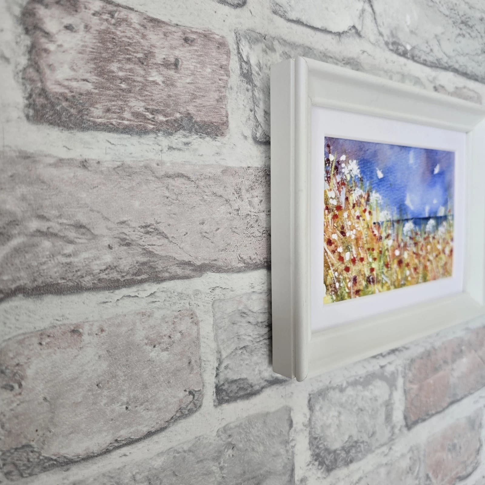 Small Coastal Floral Sunny Landscape Watercolour Painting Framed thumbnail 8