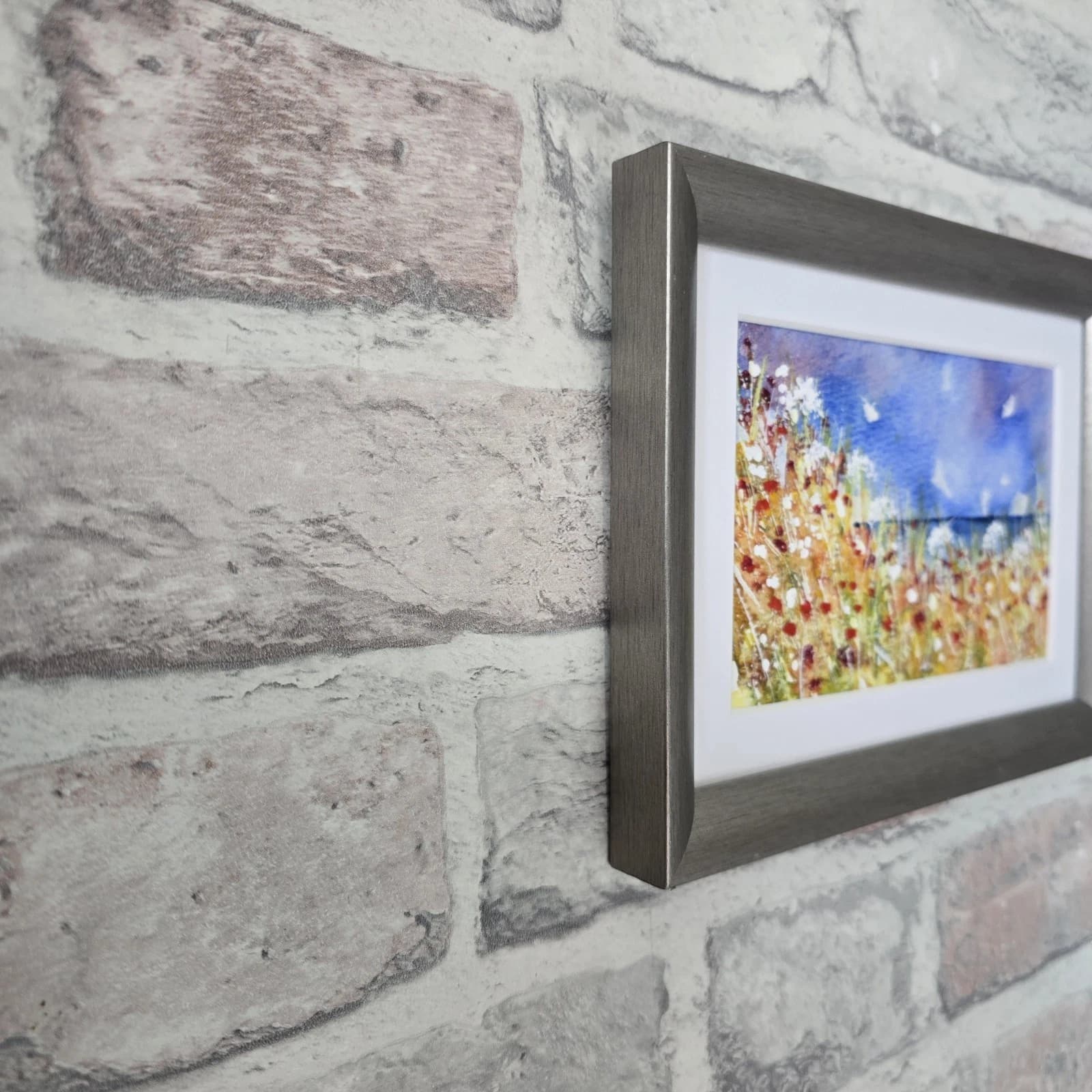 Small Coastal Floral Sunny Landscape Watercolour Painting Framed thumbnail 9
