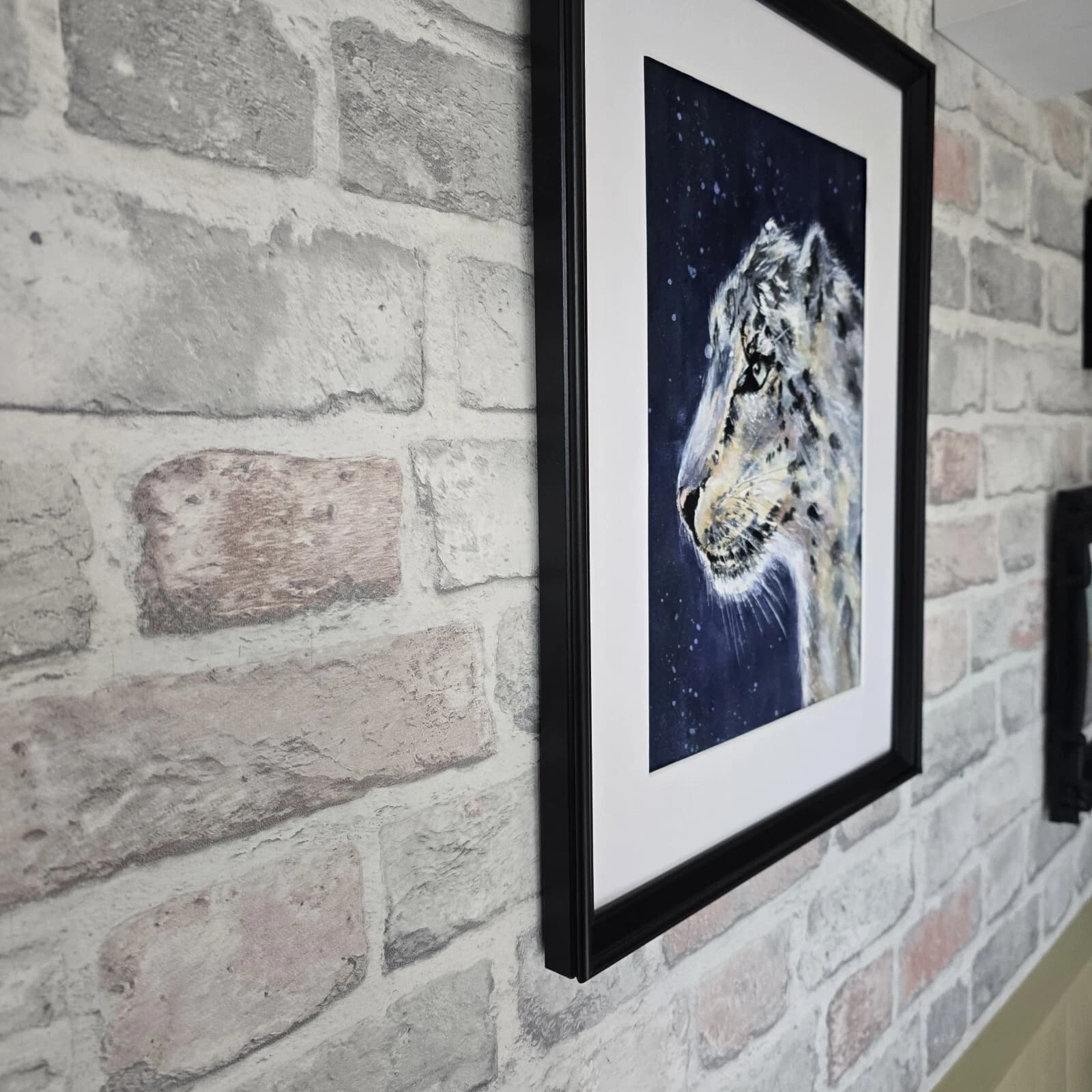 Snow Leopard Dramatic Watercolour Painting Framed thumbnail 6
