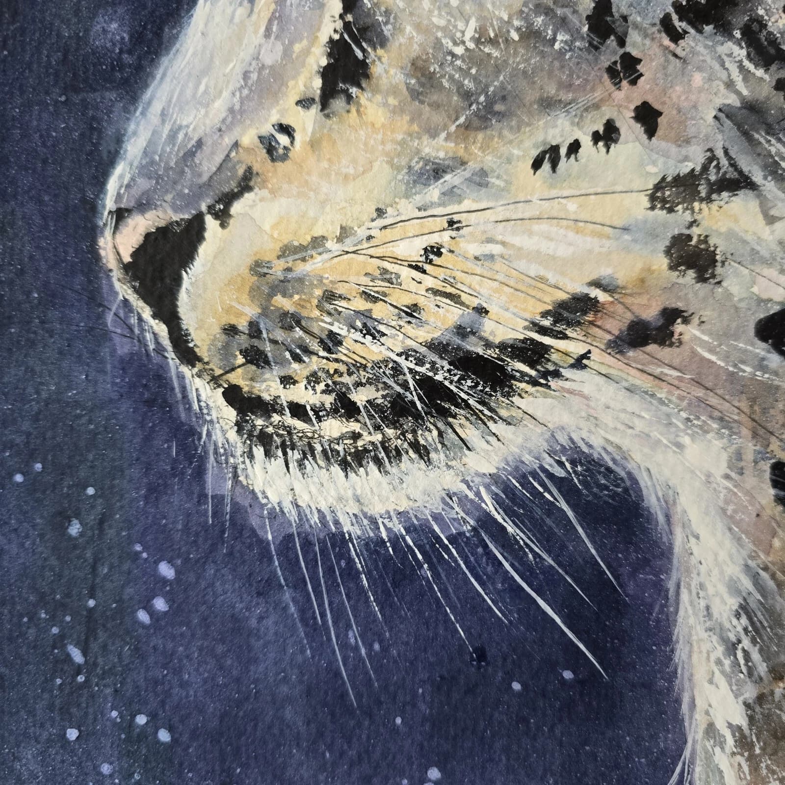 Snow Leopard Dramatic Watercolour Painting Framed thumbnail 8