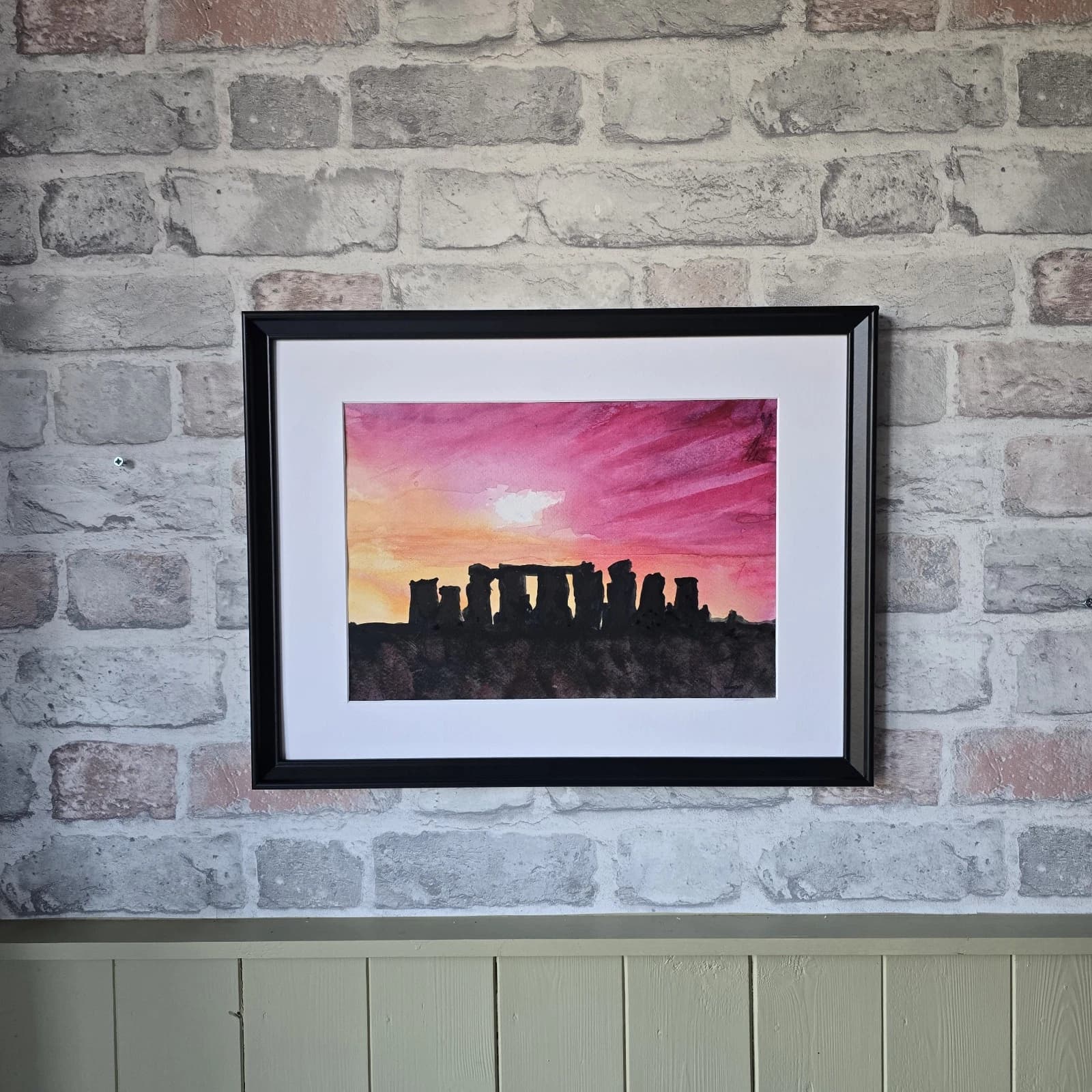 Stonehenge Sunrise Summer Solstice Watercolour Painting thumbnail 2