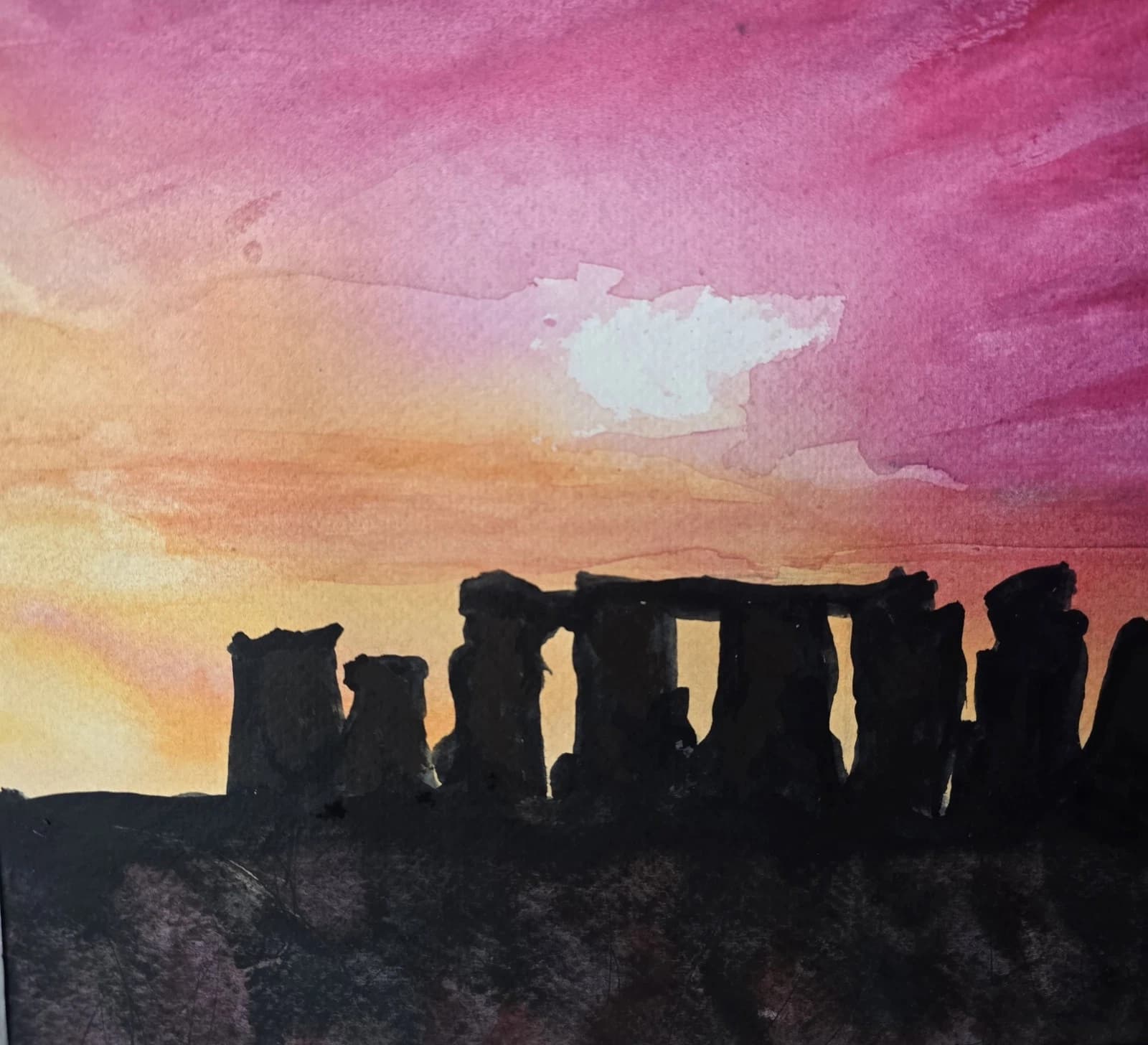 Stonehenge Sunrise Summer Solstice Watercolour Painting thumbnail 13