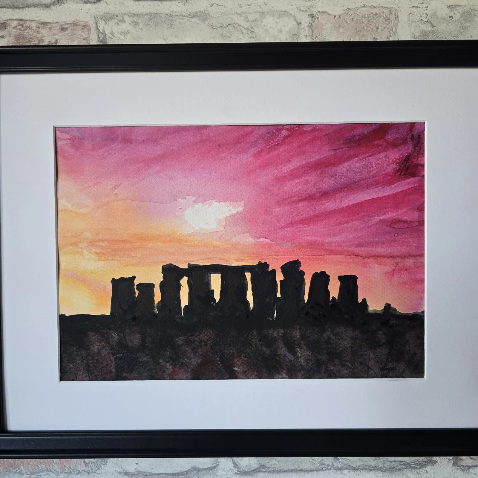 Stonehenge Sunrise Summer Solstice Watercolour Painting thumbnail 3