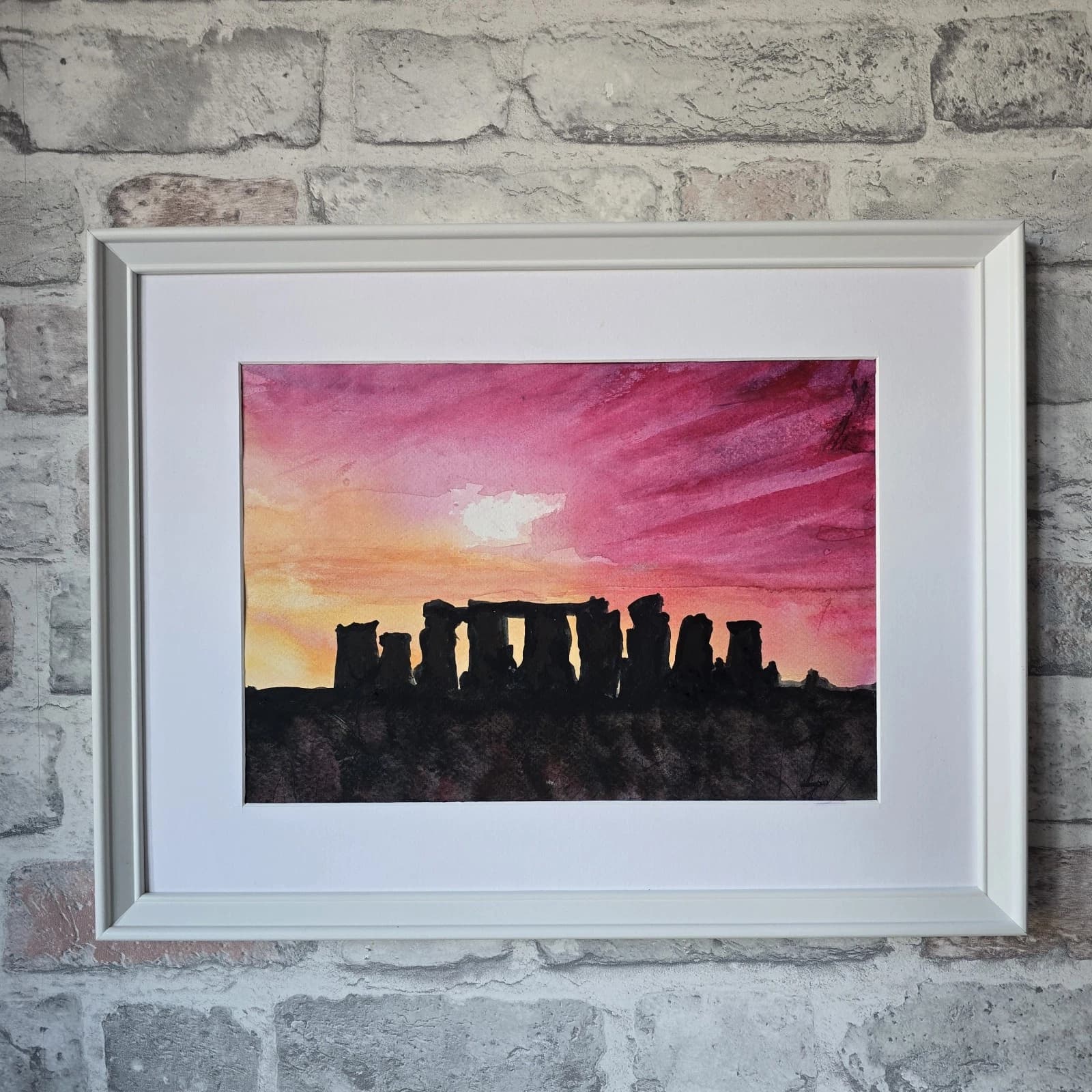 Stonehenge Sunrise Summer Solstice Watercolour Painting thumbnail 7