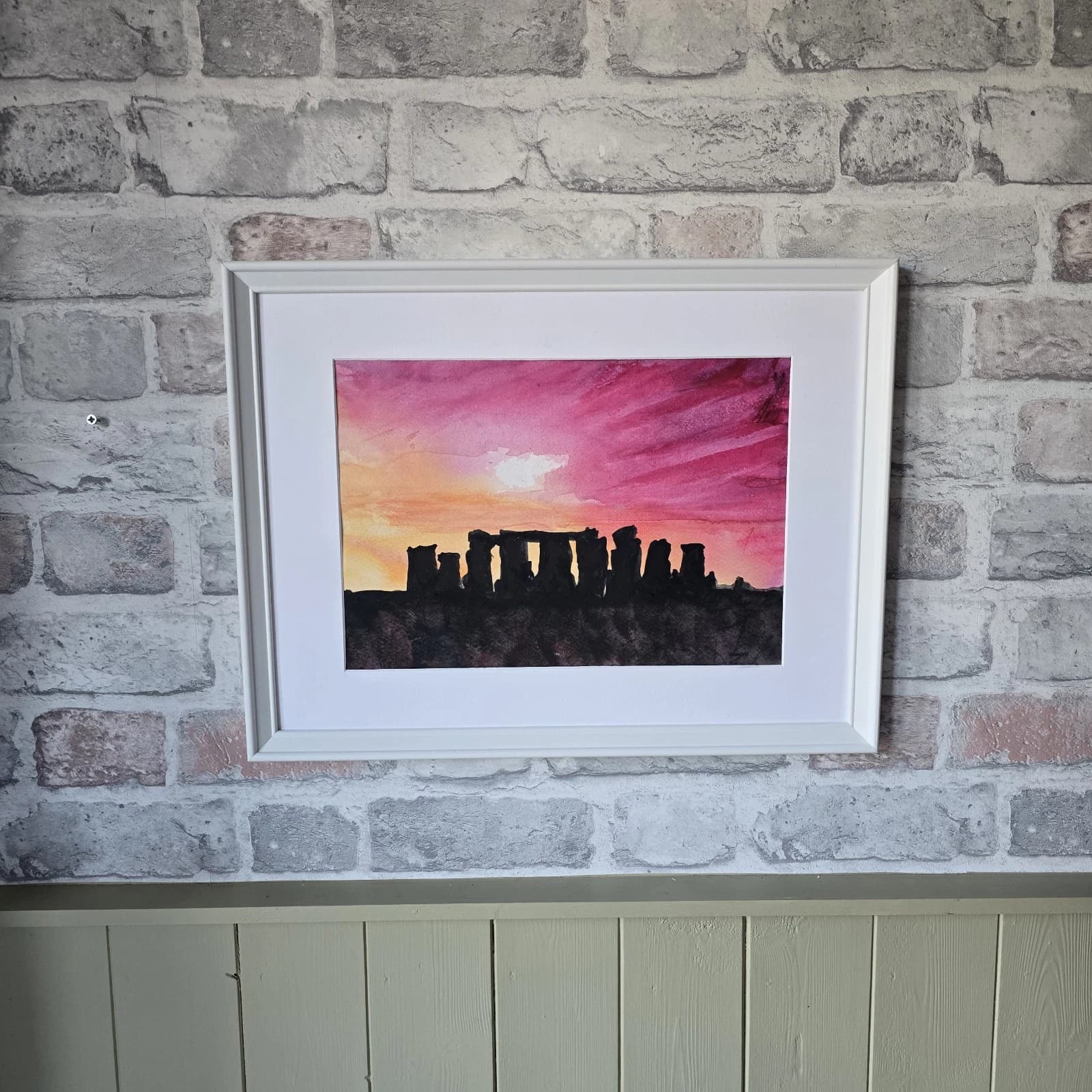 Stonehenge Sunrise Summer Solstice Watercolour Painting thumbnail 8