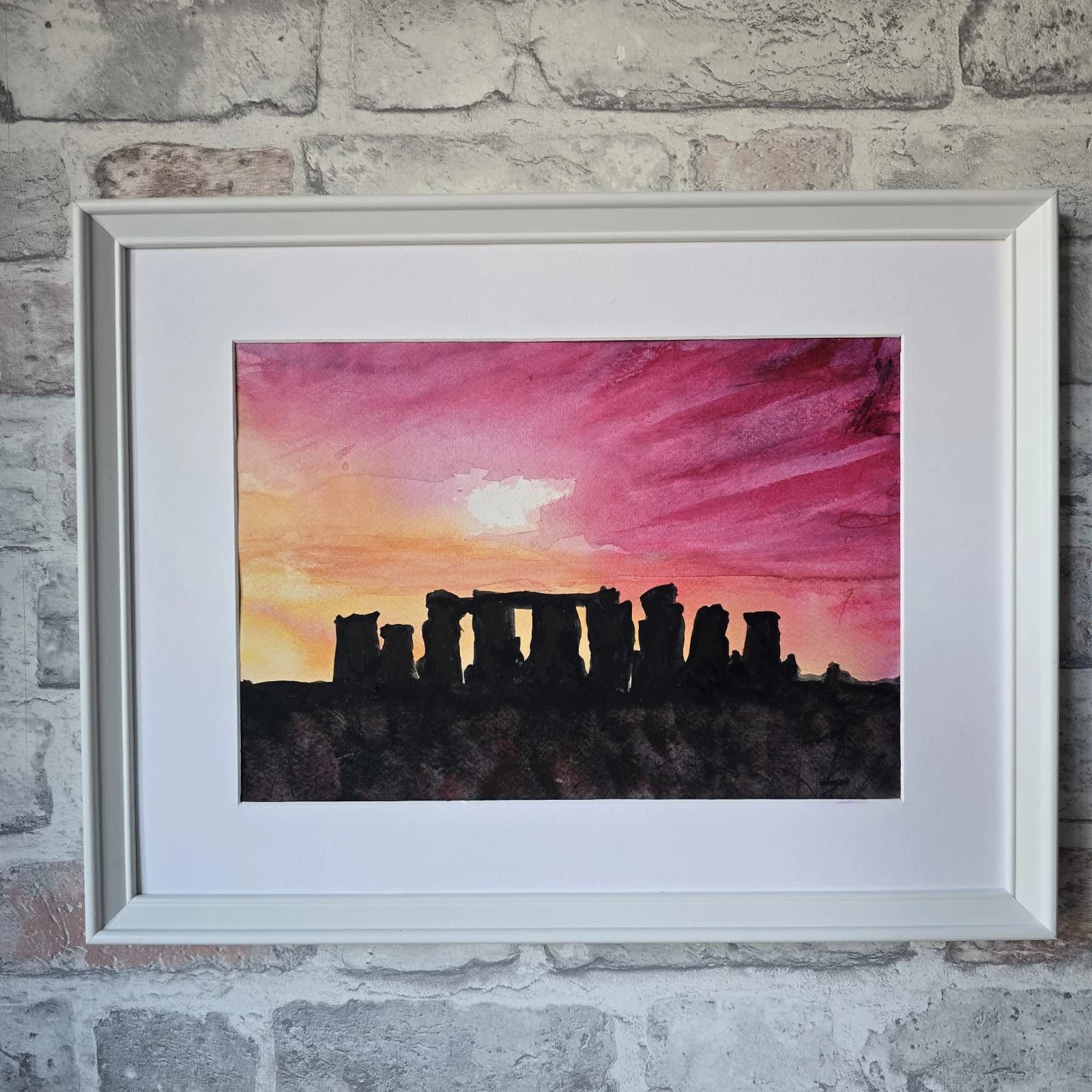 Stonehenge Sunrise Summer Solstice Watercolour Painting thumbnail 10