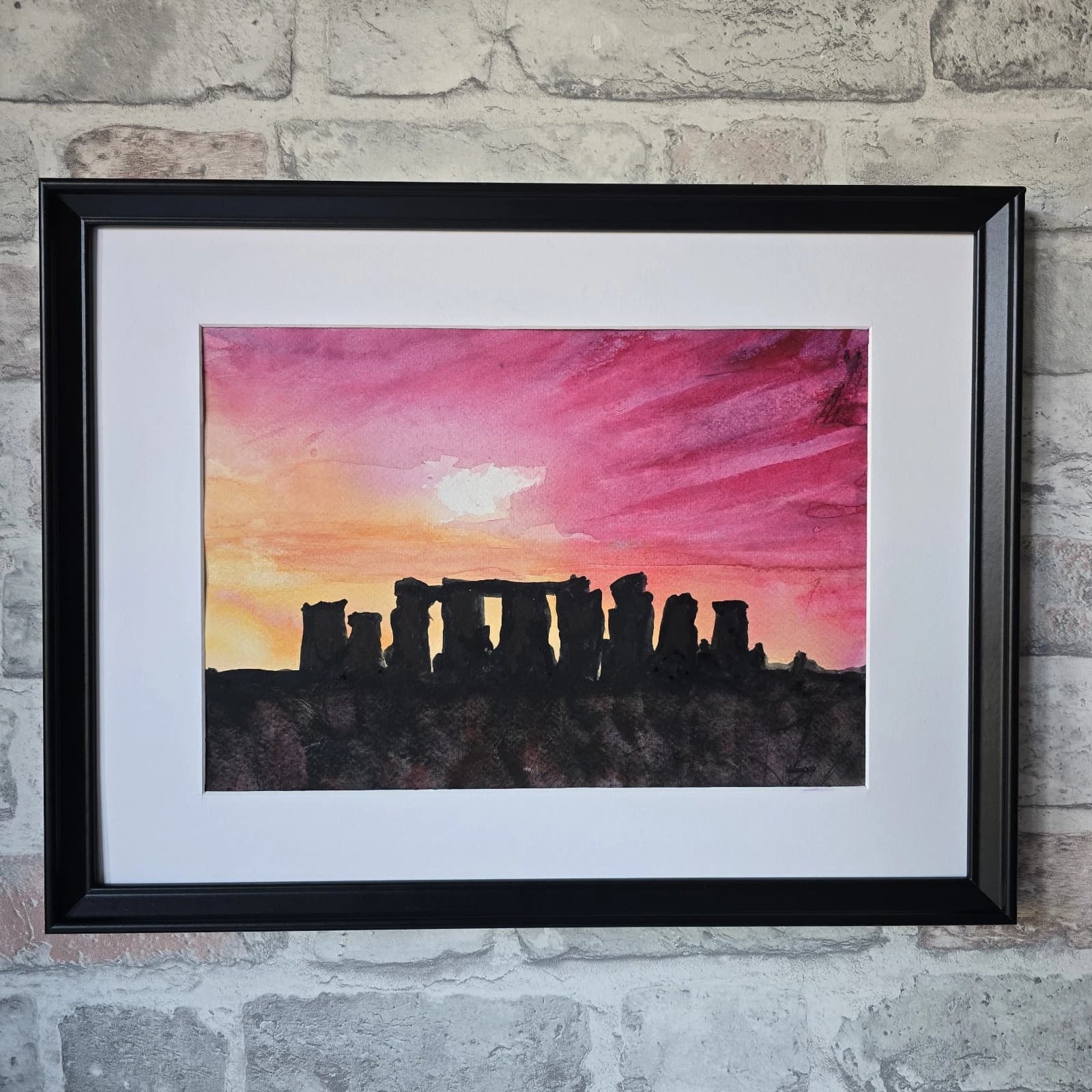 Stonehenge Sunrise Summer Solstice Watercolour Painting