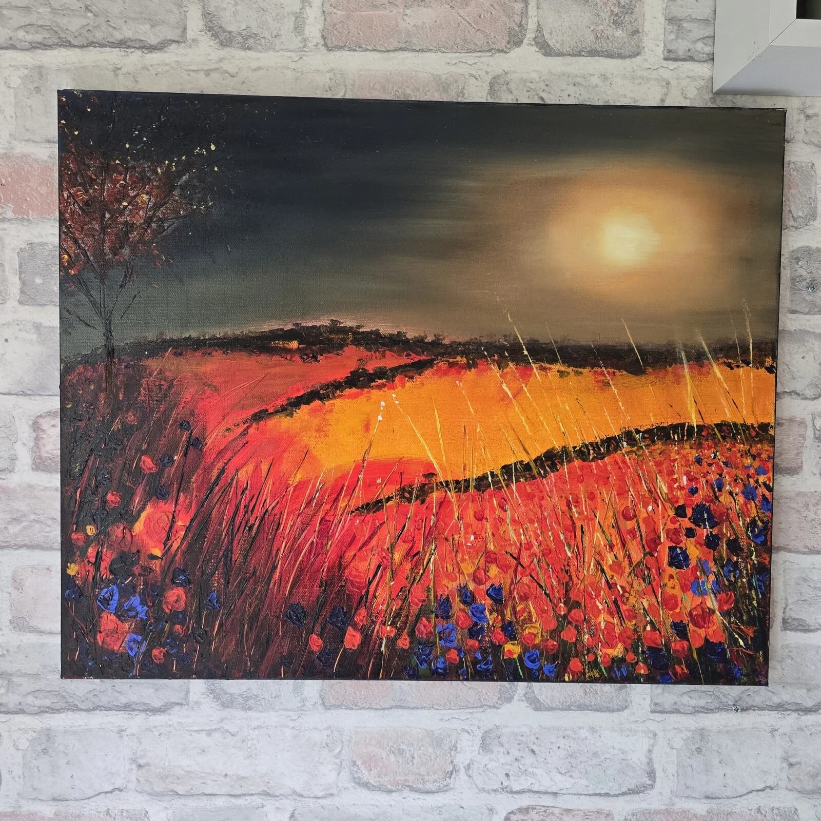 Sunset, Floral, Tree, Landscape, Contemporary Painting thumbnail 2