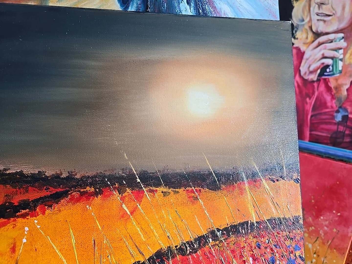 Sunset, Floral, Tree, Landscape, Contemporary Painting thumbnail 4