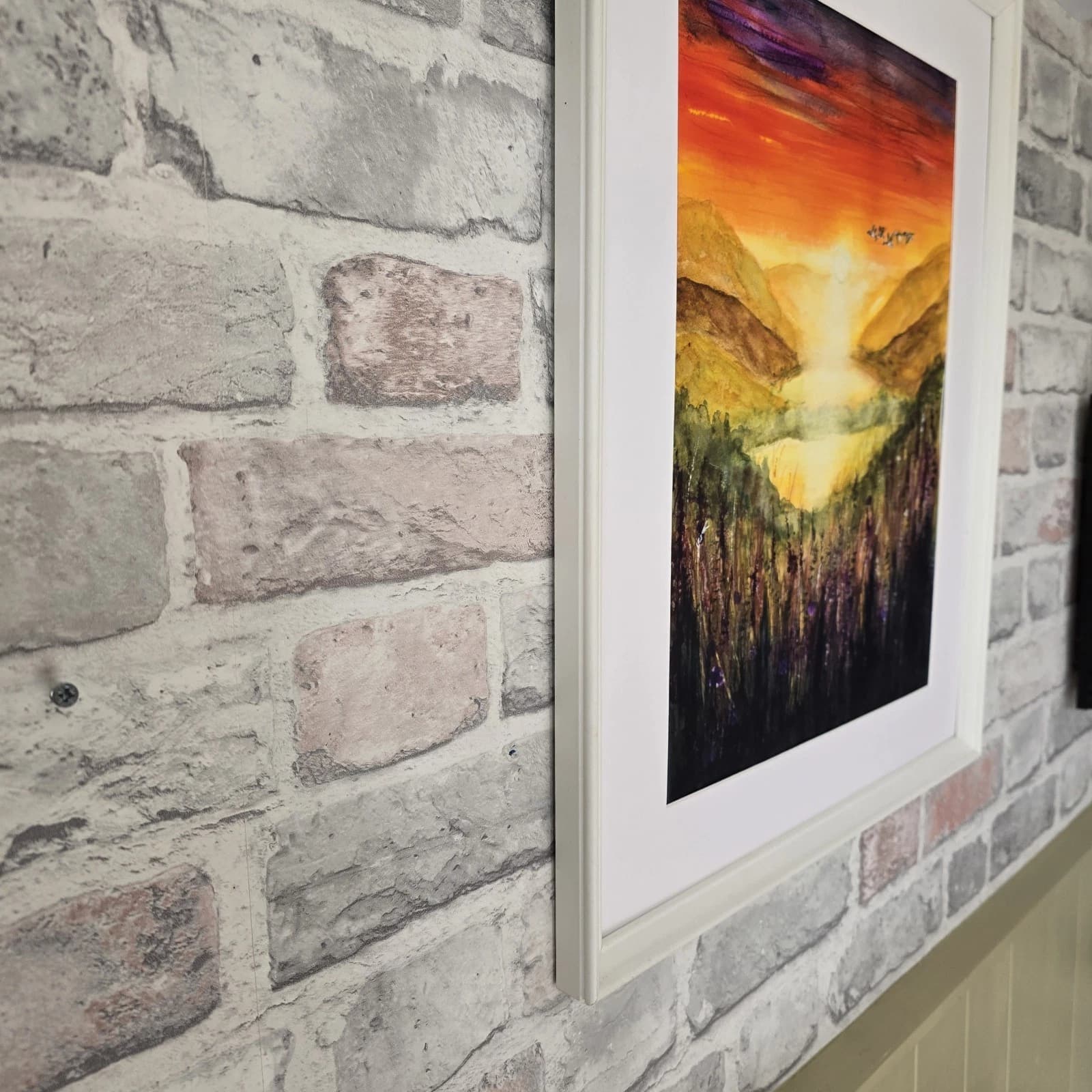 Sunset Highland Landscape Watercolour Painting Birds Framed thumbnail 8