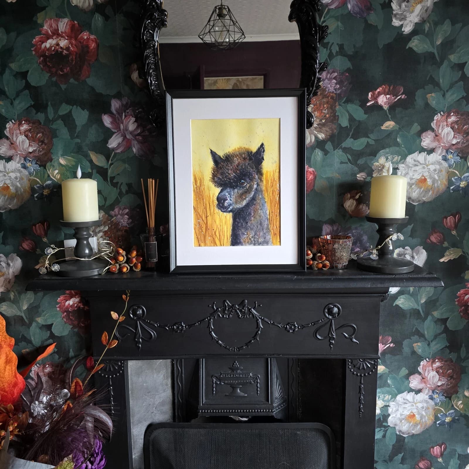 Watercolour Painting Alpaca Portrait Head Framed thumbnail 4